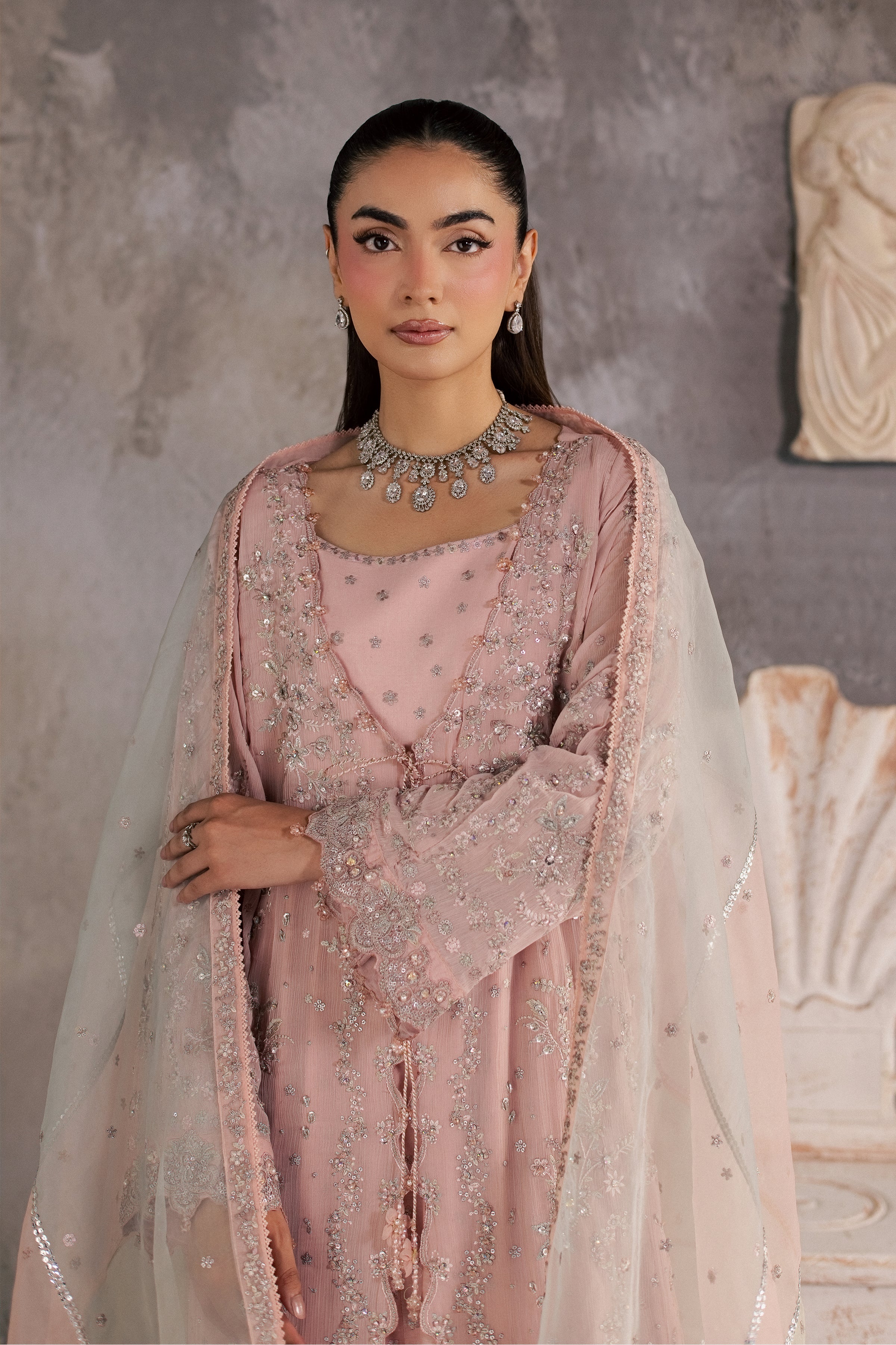  Powder Mist 3Pc - Festive Luxe Pret BATIKSTUDIO2026  BATIK   S / Light Pink / Crinkle-M / Light Pink / Crinkle-L / Light Pink / Crinkle