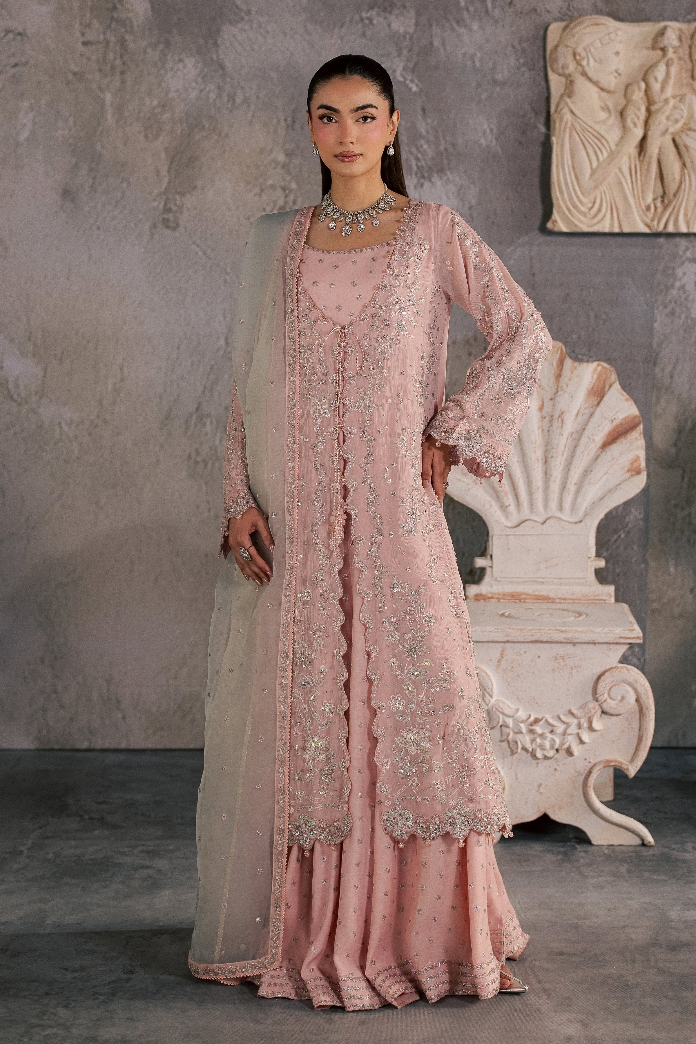  Powder Mist 3Pc - Festive Luxe Pret BATIKSTUDIO2026  BATIK   S / Light Pink / Crinkle-M / Light Pink / Crinkle-L / Light Pink / Crinkle