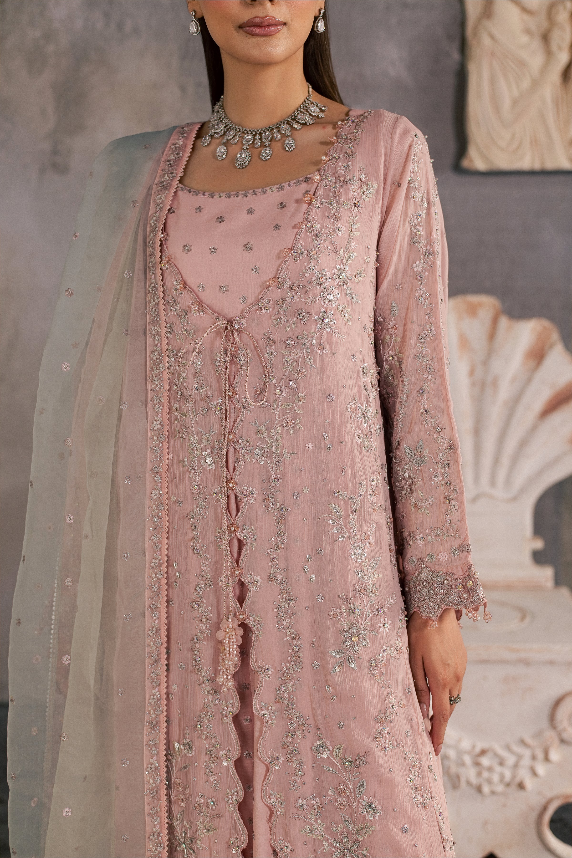  Powder Mist 3Pc - Festive Luxe Pret BATIKSTUDIO2026  BATIK   S / Light Pink / Crinkle-M / Light Pink / Crinkle-L / Light Pink / Crinkle