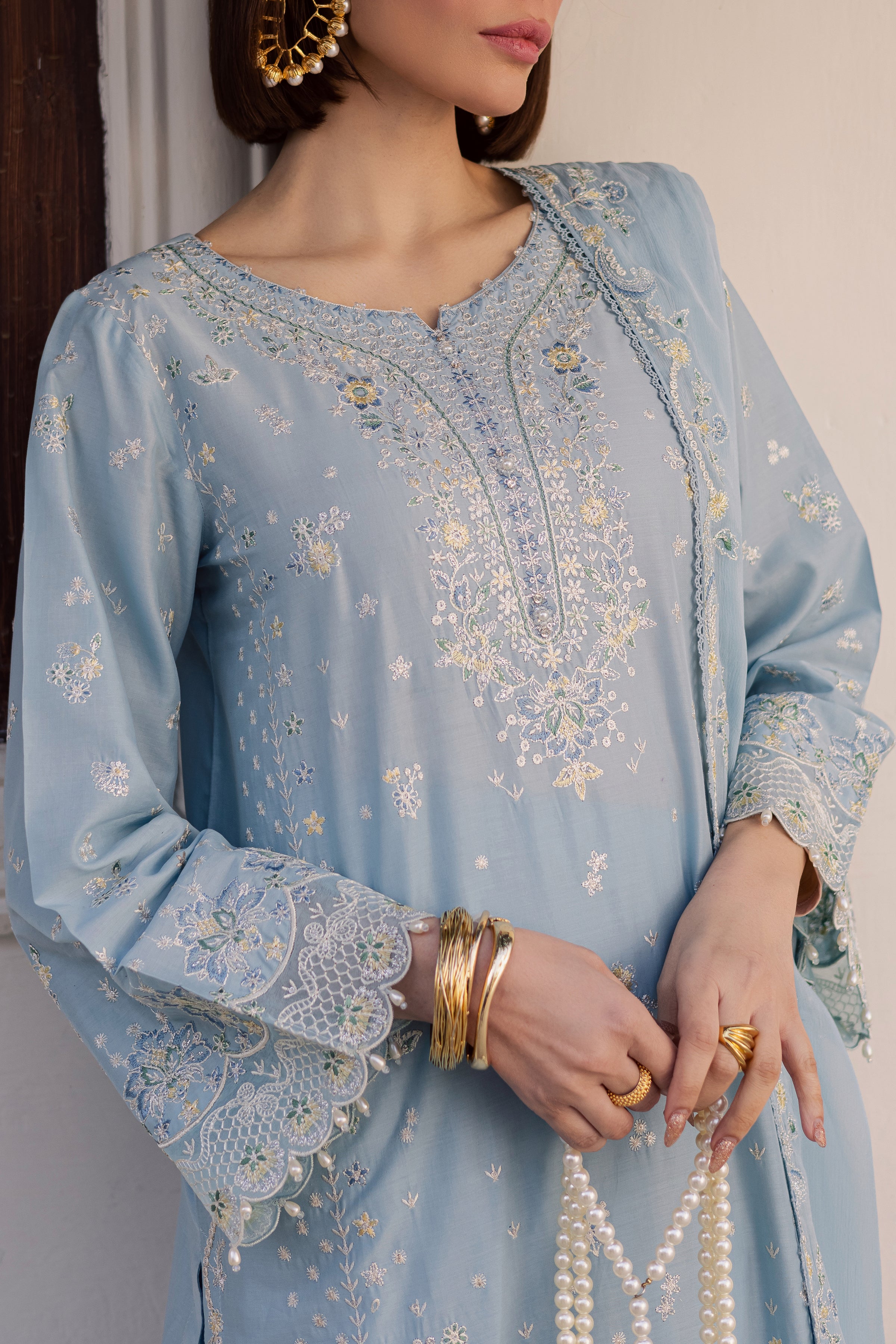  Prague 3Pc - Festive Embroidered Lawn BATIKEID2026  BATIK   XS / Sky Blue / Pima Lawn-S / Sky Blue / Pima Lawn-M / Sky Blue / Pima Lawn-L / Sky Blue / Pima Lawn-XL / Sky Blue / Pima Lawn