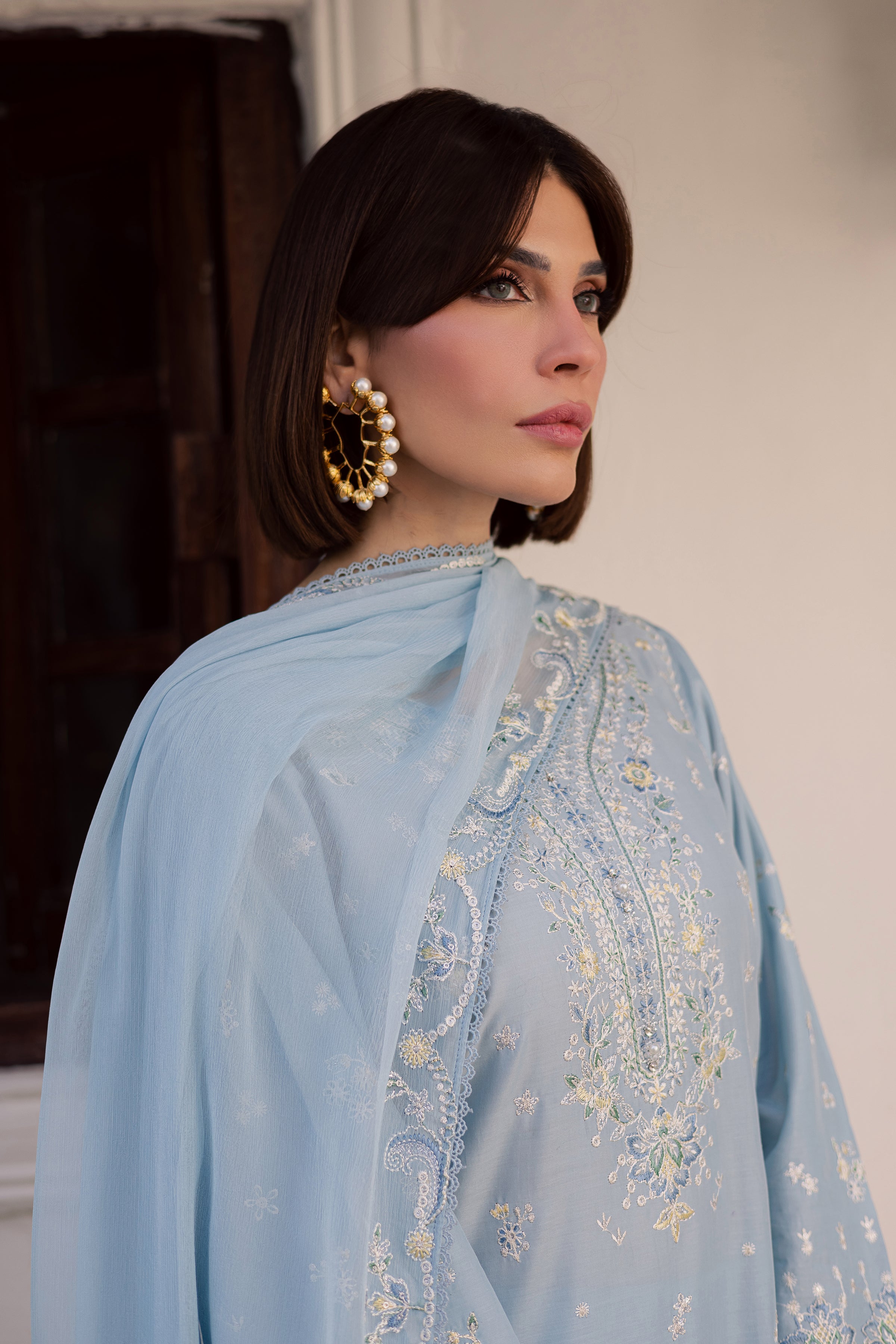  Prague 3Pc - Festive Embroidered Lawn BATIKEID2026  BATIK   XS / Sky Blue / Pima Lawn-S / Sky Blue / Pima Lawn-M / Sky Blue / Pima Lawn-L / Sky Blue / Pima Lawn-XL / Sky Blue / Pima Lawn