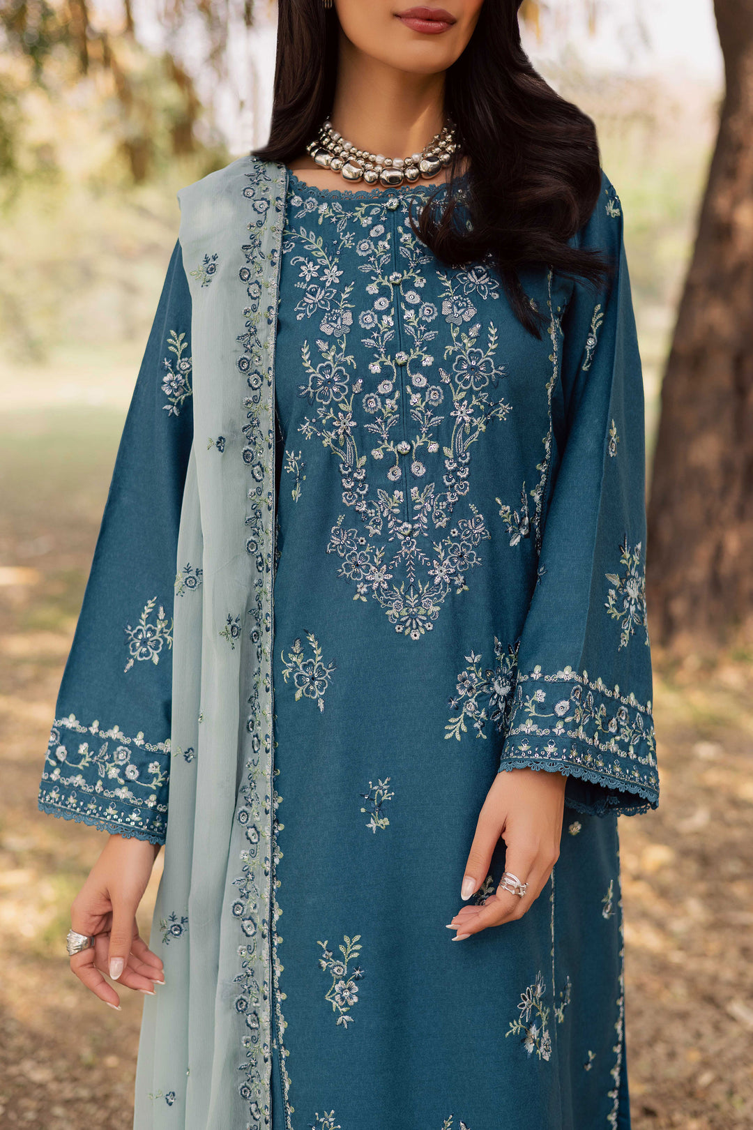  Punch 3Pc - Embroidered Karandi Dress BATIK WINTER PRET 2025  BATIK   XS / Whale blue / Karandi-S / Whale blue / Karandi-M / Whale blue / Karandi-L / Whale blue / Karandi-XL / Whale blue / Karandi