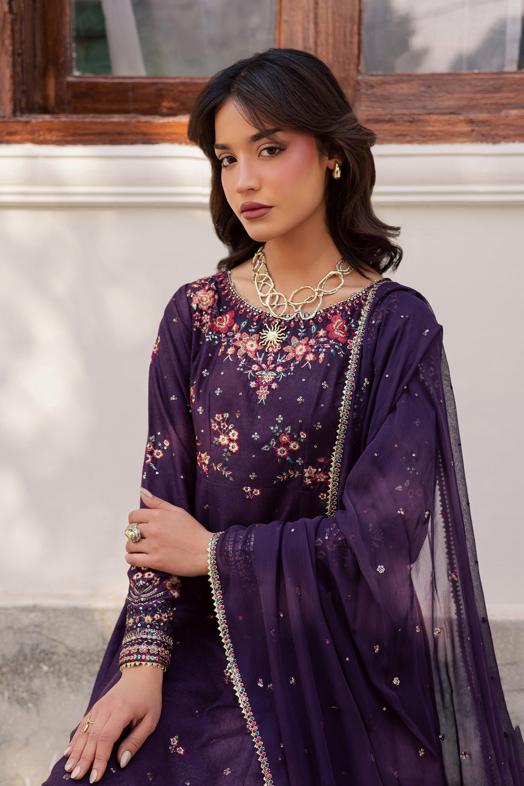  Purple Berry 3Pc - Embroidered Karandi Dress BATIK WINTER PRET 2025  BATIK   XS / Egg Plant / Karandi-S / Egg Plant / Karandi-M / Egg Plant / Karandi-L / Egg Plant / Karandi-XL / Egg Plant / Karandi