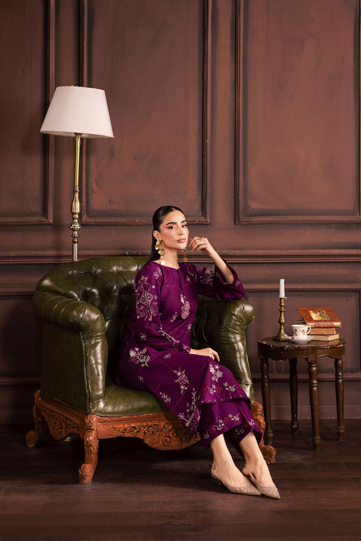  Purple Enid 2Pc - Embroidered Khaddar Dress BATIK WINTER PRET 2025  BATIK   XS / Deep Purple / Khaddar-S / Deep Purple / Khaddar-M / Deep Purple / Khaddar-L / Deep Purple / Khaddar-XL / Deep Purple / Khaddar