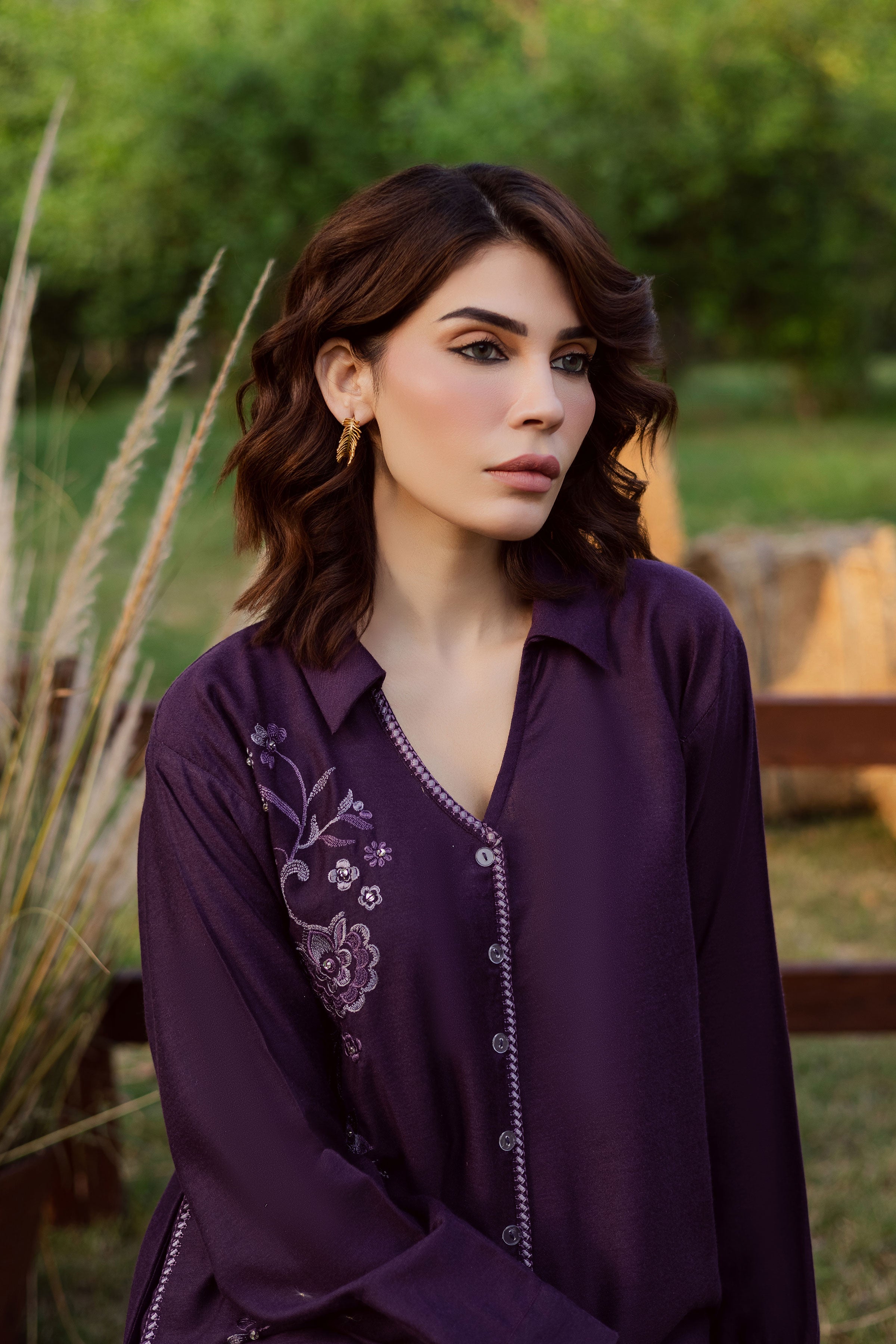  Purple Linen 2Pc - Embroidered Karandi Dress BATIK WINTER PRET 2025  BATIK   XS / Egg Plant / Karandi-S / Egg Plant / Karandi-M / Egg Plant / Karandi-L / Egg Plant / Karandi-XL / Egg Plant / Karandi