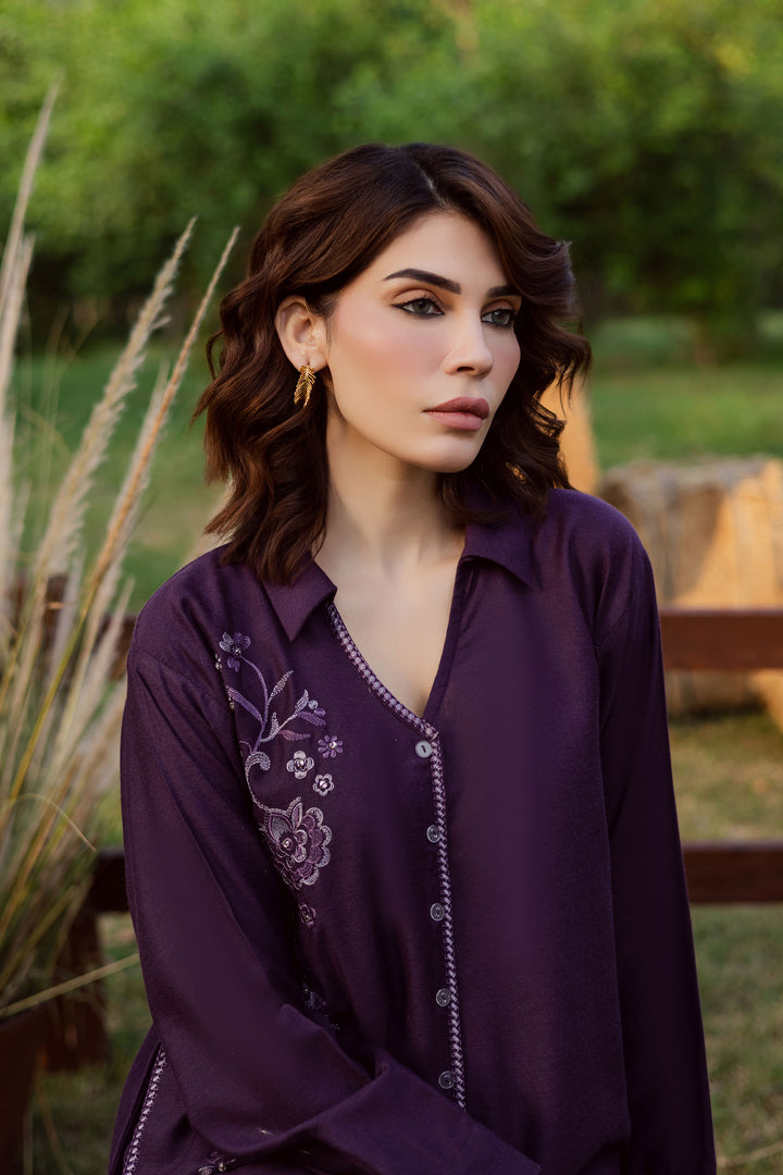  Purple Linen 2Pc - Embroidered Karandi Dress BATIK WINTER PRET 2025  BATIK   XS / Egg Plant / Karandi-S / Egg Plant / Karandi-M / Egg Plant / Karandi-L / Egg Plant / Karandi-XL / Egg Plant / Karandi