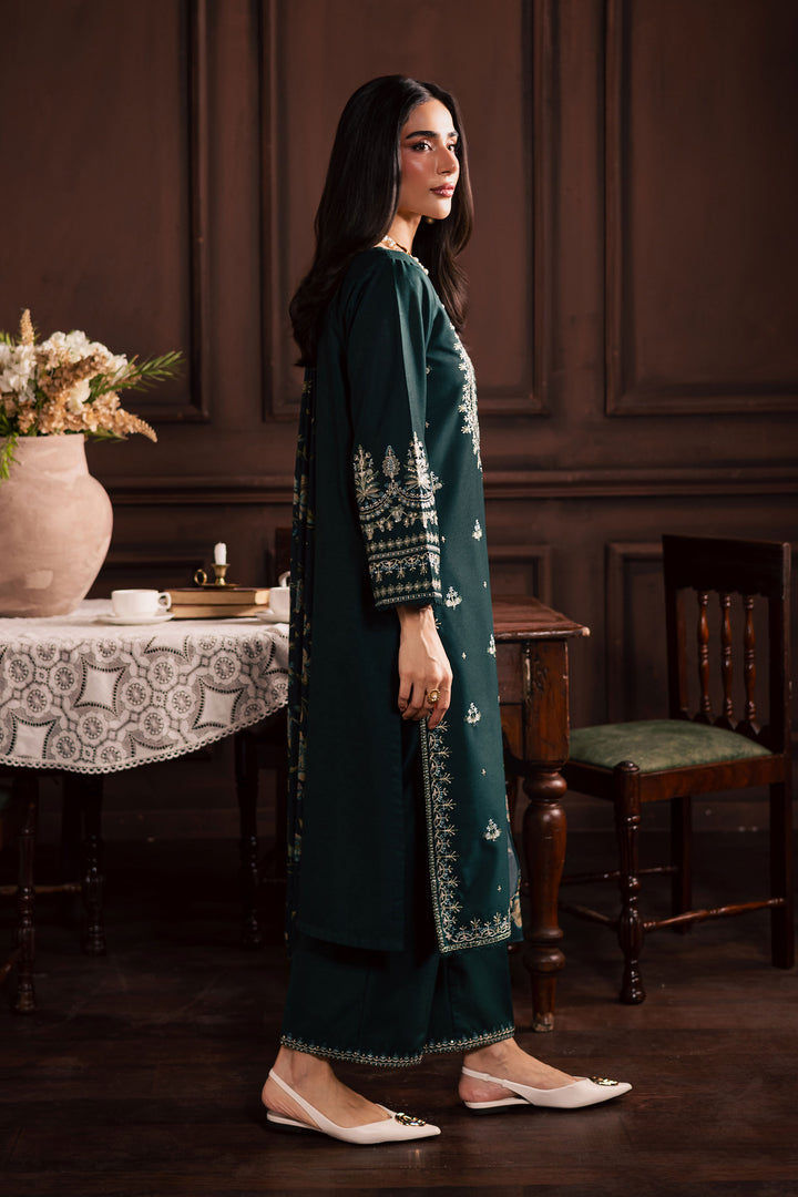  Queen Bee 3Pc - Embroidered Khaddar Dress BATIK WINTER PRET 2025  BATIK   XS / Bottle Green / Khaddar-S / Bottle Green / Khaddar-M / Bottle Green / Khaddar-L / Bottle Green / Khaddar-XL / Bottle Green / Khaddar