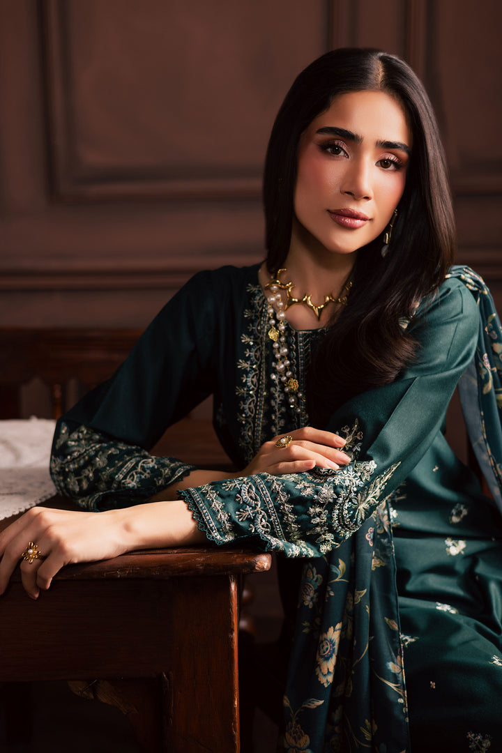  Queen Bee 3Pc - Embroidered Khaddar Dress BATIK WINTER PRET 2025  BATIK   XS / Bottle Green / Khaddar-S / Bottle Green / Khaddar-M / Bottle Green / Khaddar-L / Bottle Green / Khaddar-XL / Bottle Green / Khaddar