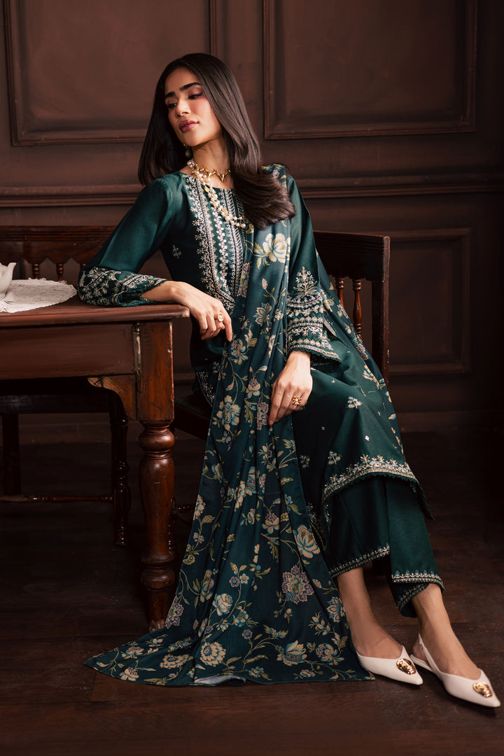  Queen Bee 3Pc - Embroidered Khaddar Dress BATIK WINTER PRET 2025  BATIK   XS / Bottle Green / Khaddar-S / Bottle Green / Khaddar-M / Bottle Green / Khaddar-L / Bottle Green / Khaddar-XL / Bottle Green / Khaddar