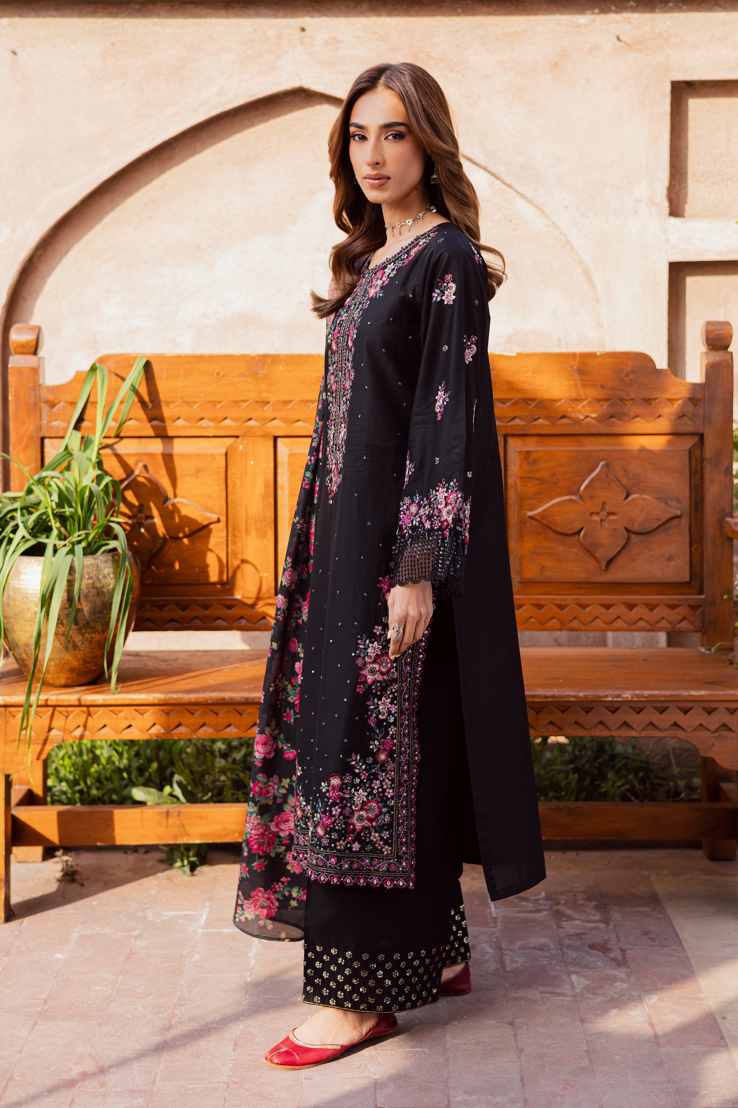  Queen of Night 3Pc - Festive Embroidered Lawn BATIKEID2026  BATIK   XS / Black / Pima Lawn-S / Black / Pima Lawn-M / Black / Pima Lawn-L / Black / Pima Lawn-XL / Black / Pima Lawn