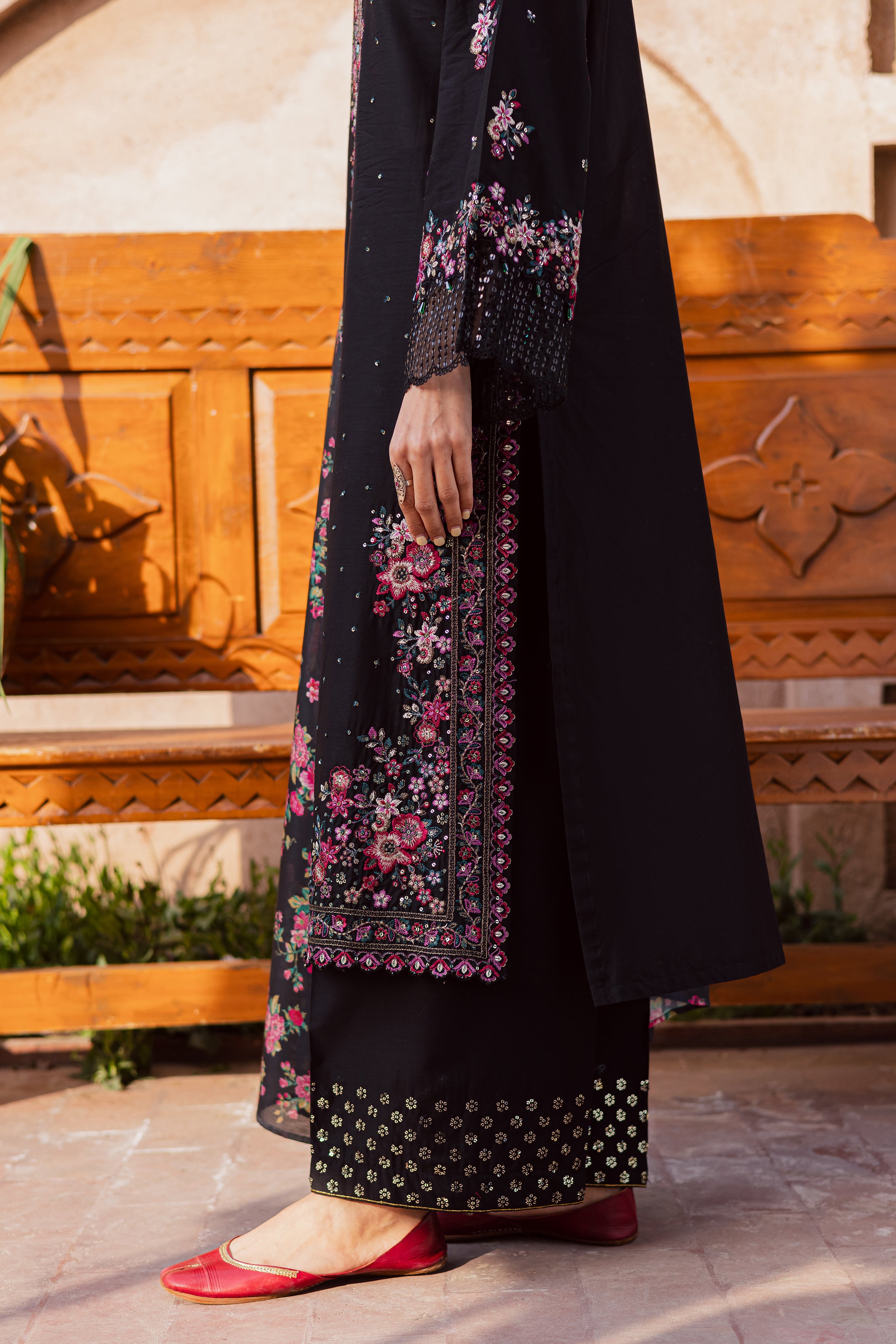  Queen of Night 3Pc - Festive Embroidered Lawn BATIKEID2026  BATIK   XS / Black / Pima Lawn-S / Black / Pima Lawn-M / Black / Pima Lawn-L / Black / Pima Lawn-XL / Black / Pima Lawn