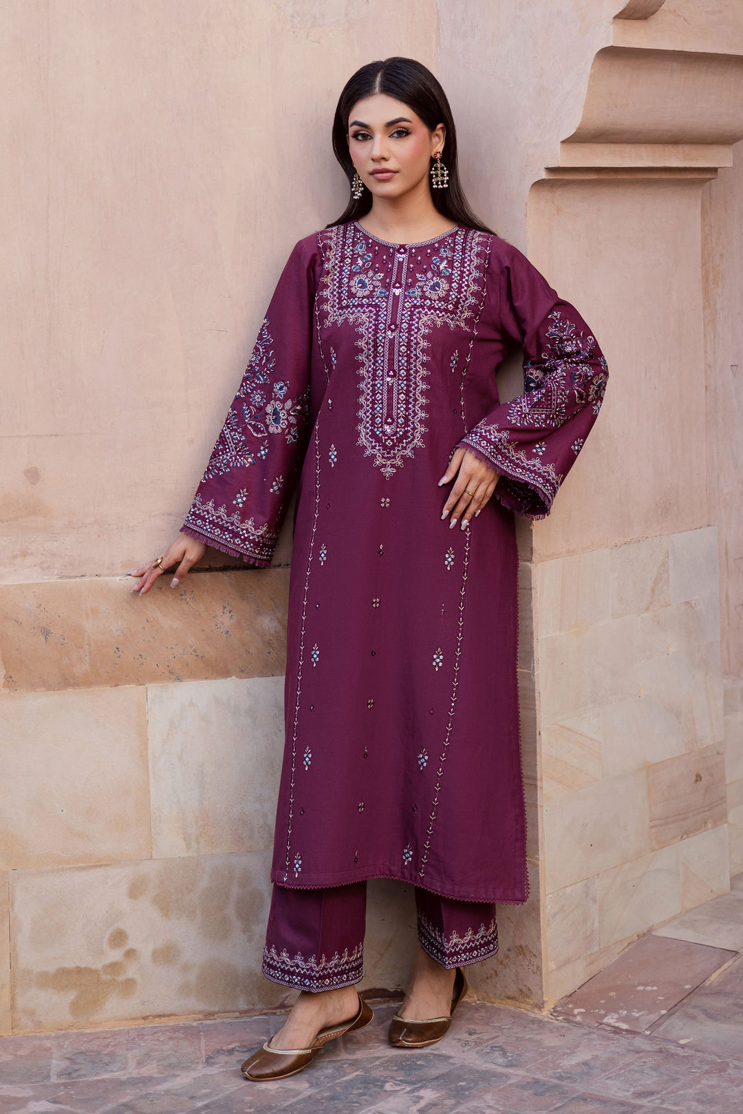 Roshan 2Pc - Embroidered Khaddar Dress