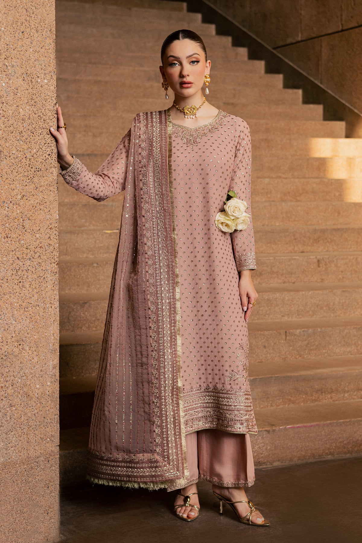Raastar 3Pc - Festive Luxe Pret BATIKLUXOCT26  BATIK   XS / Tea Pink / Crepe Chiffon