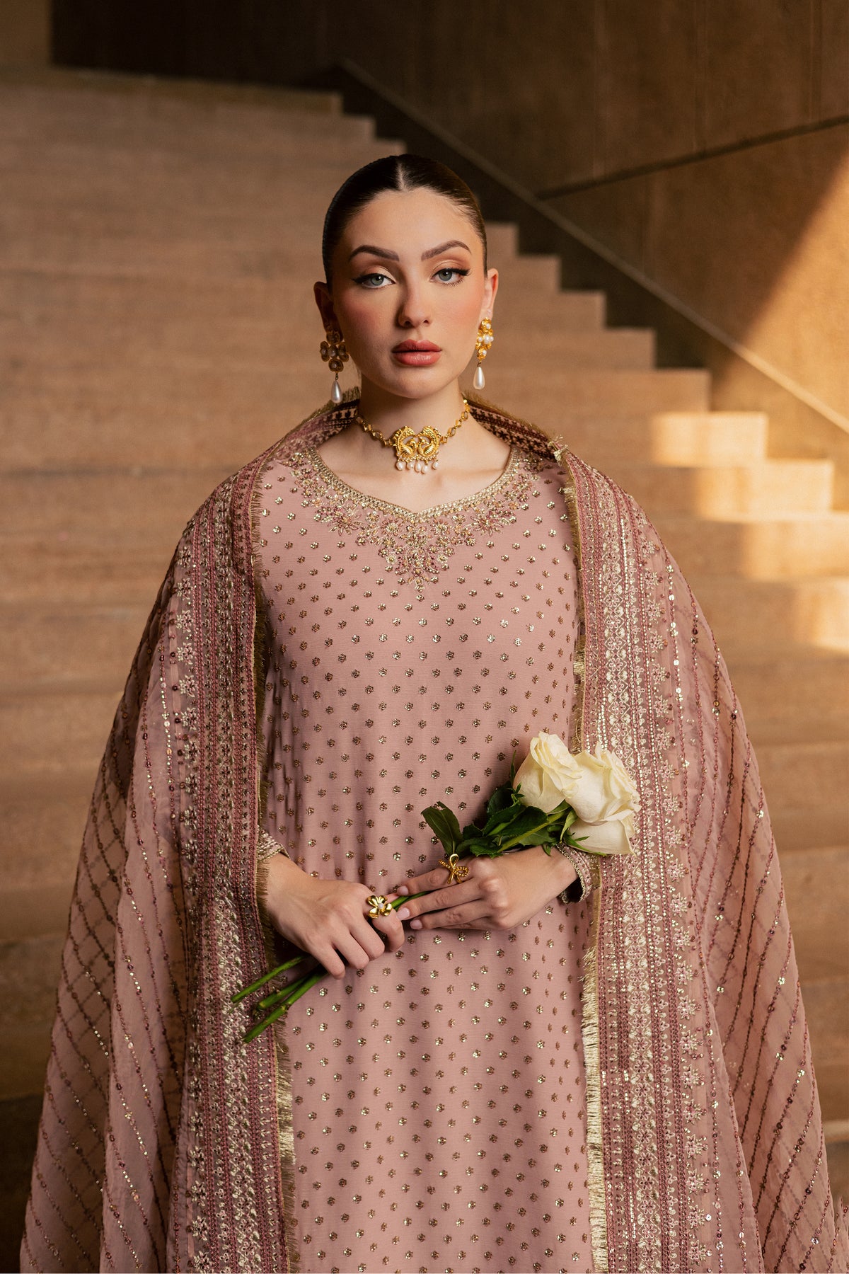 Raastar 3Pc - Festive Luxe Pret BATIKLUXOCT26  BATIK   XS / Tea Pink / Crepe Chiffon