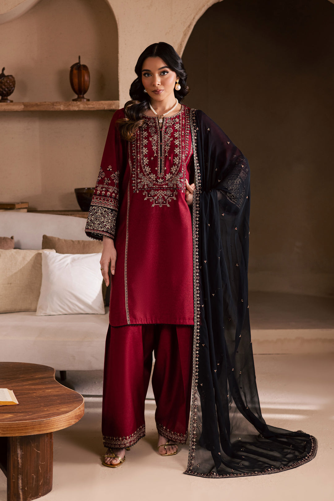  Radish 3Pc - Embroidered Khaddar Dress BATIK WINTER PRET 2025  BATIK   XS / Red / Khaddar-S / Red / Khaddar-M / Red / Khaddar-L / Red / Khaddar-XL / Red / Khaddar