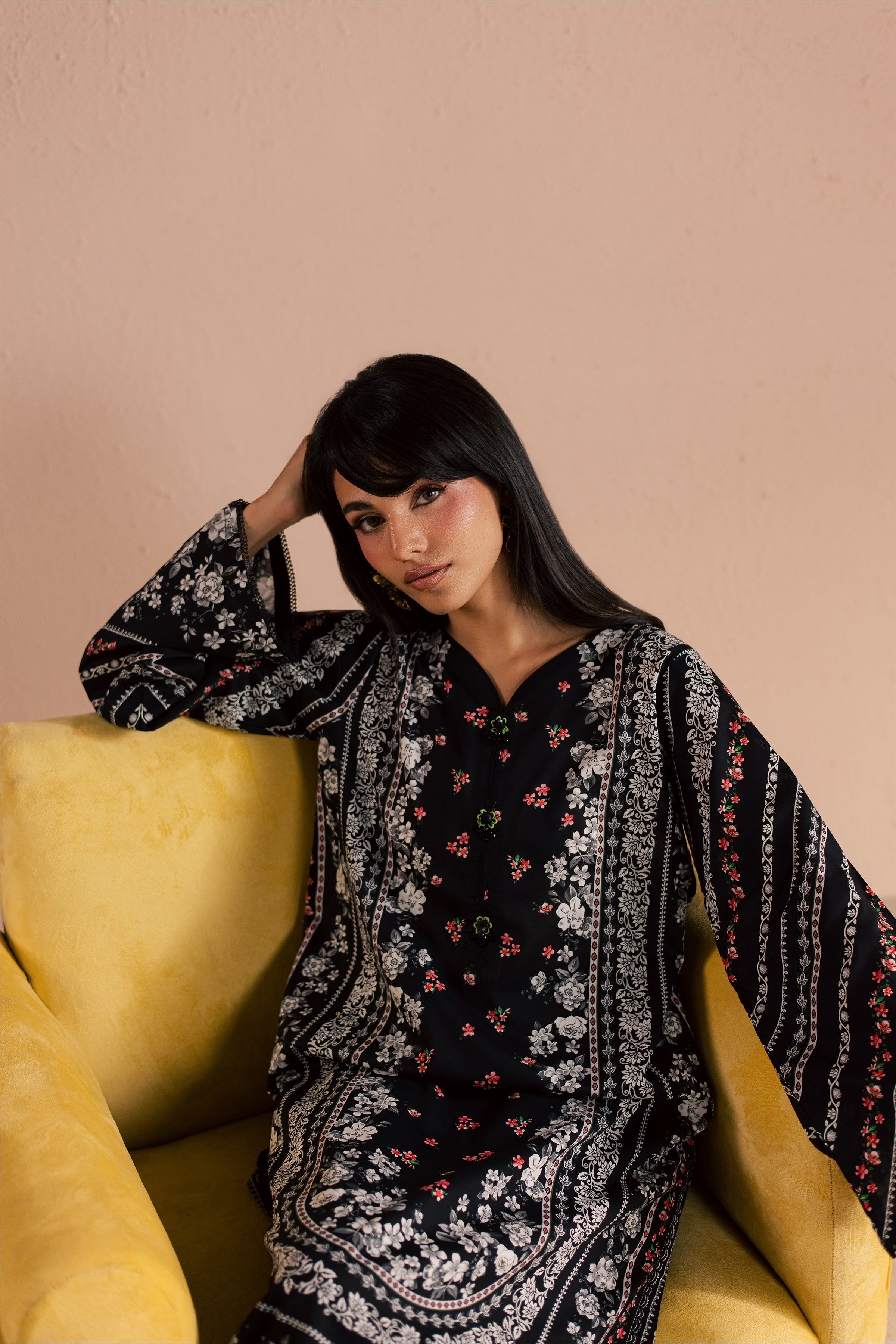  Raegan 2Pc - Printed Lawn Dress BATIKSS26  BATIK   XS / Black / Lawn-S / Black / Lawn-M / Black / Lawn-L / Black / Lawn-XL / Black / Lawn