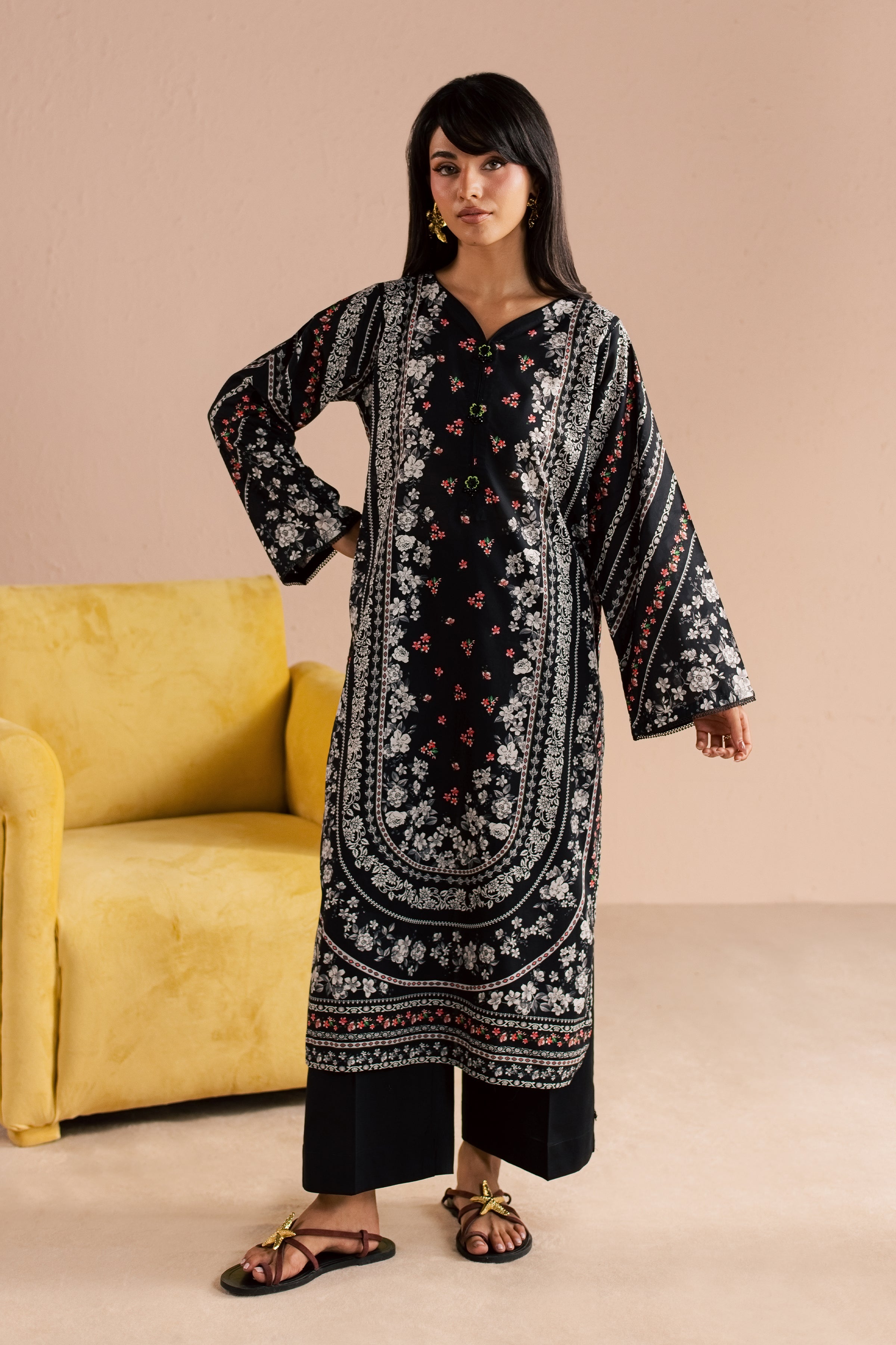  Raegan 2Pc - Printed Lawn Dress BATIKSS26  BATIK   XS / Black / Lawn-S / Black / Lawn-M / Black / Lawn-L / Black / Lawn-XL / Black / Lawn