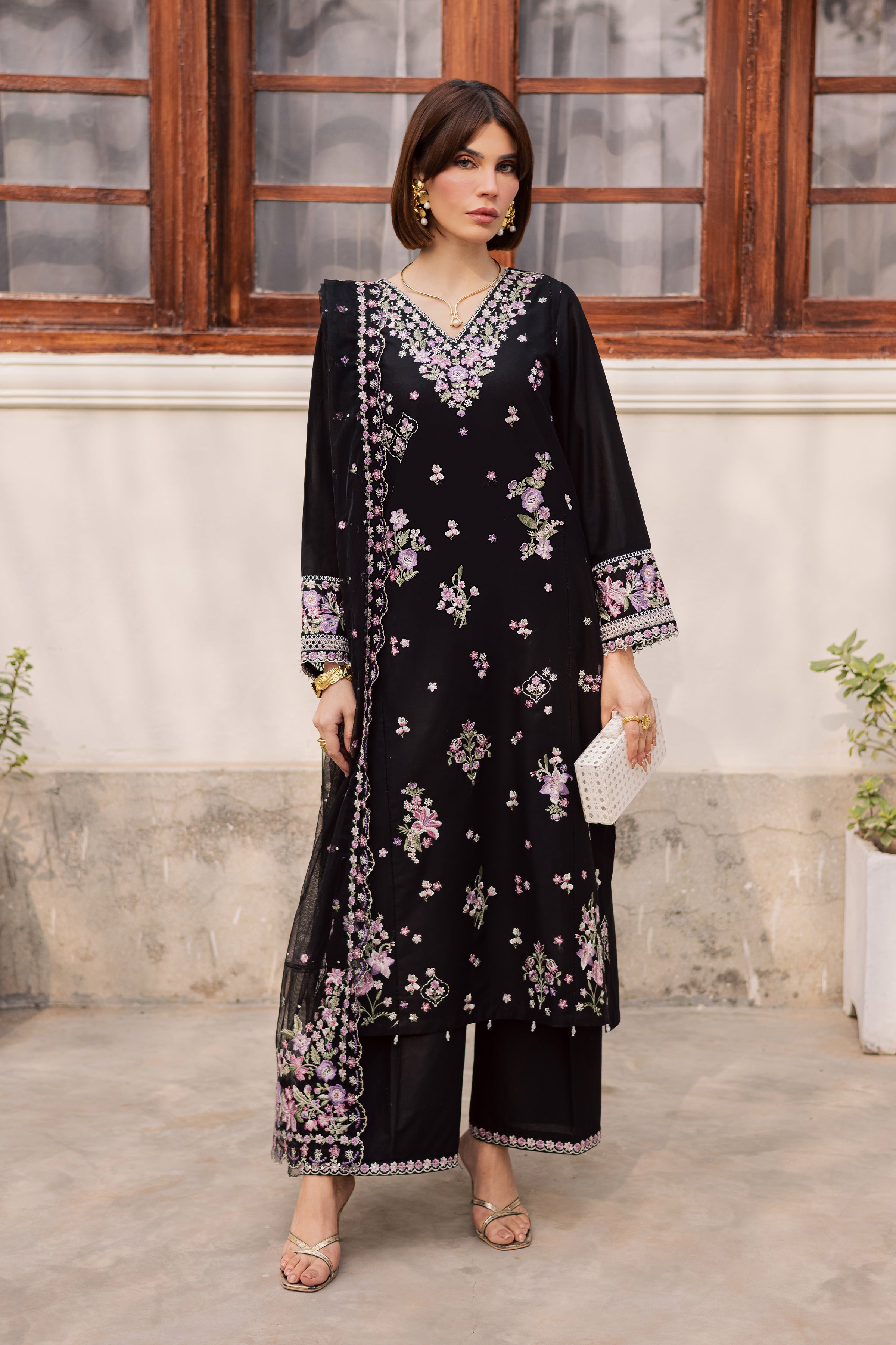  Raeqa 3Pc - Festive Embroidered Lawn BATIKEID2026  BATIK   XS / Black / Pima Lawn-S / Black / Pima Lawn-M / Black / Pima Lawn-L / Black / Pima Lawn-XL / Black / Pima Lawn