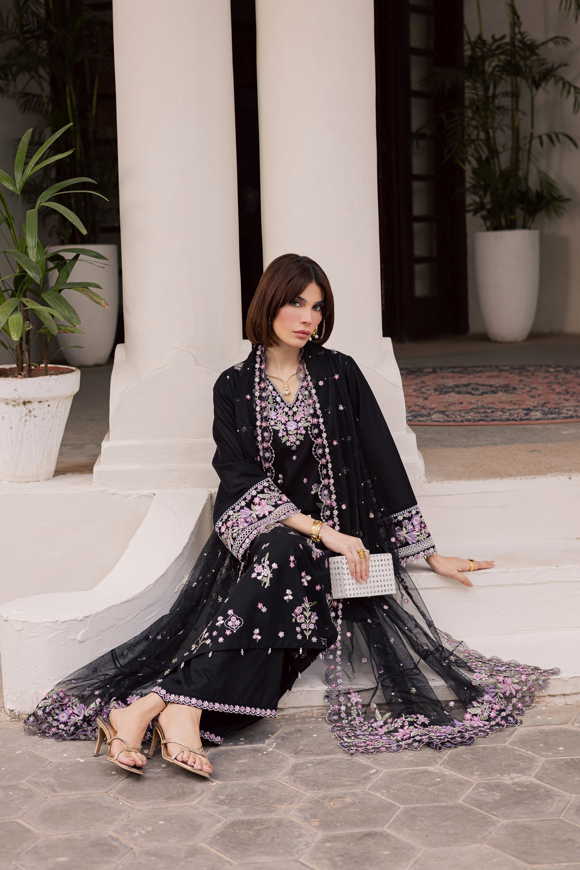  Raeqa 3Pc - Festive Embroidered Lawn BATIKEID2026  BATIK   XS / Black / Pima Lawn-S / Black / Pima Lawn-M / Black / Pima Lawn-L / Black / Pima Lawn-XL / Black / Pima Lawn