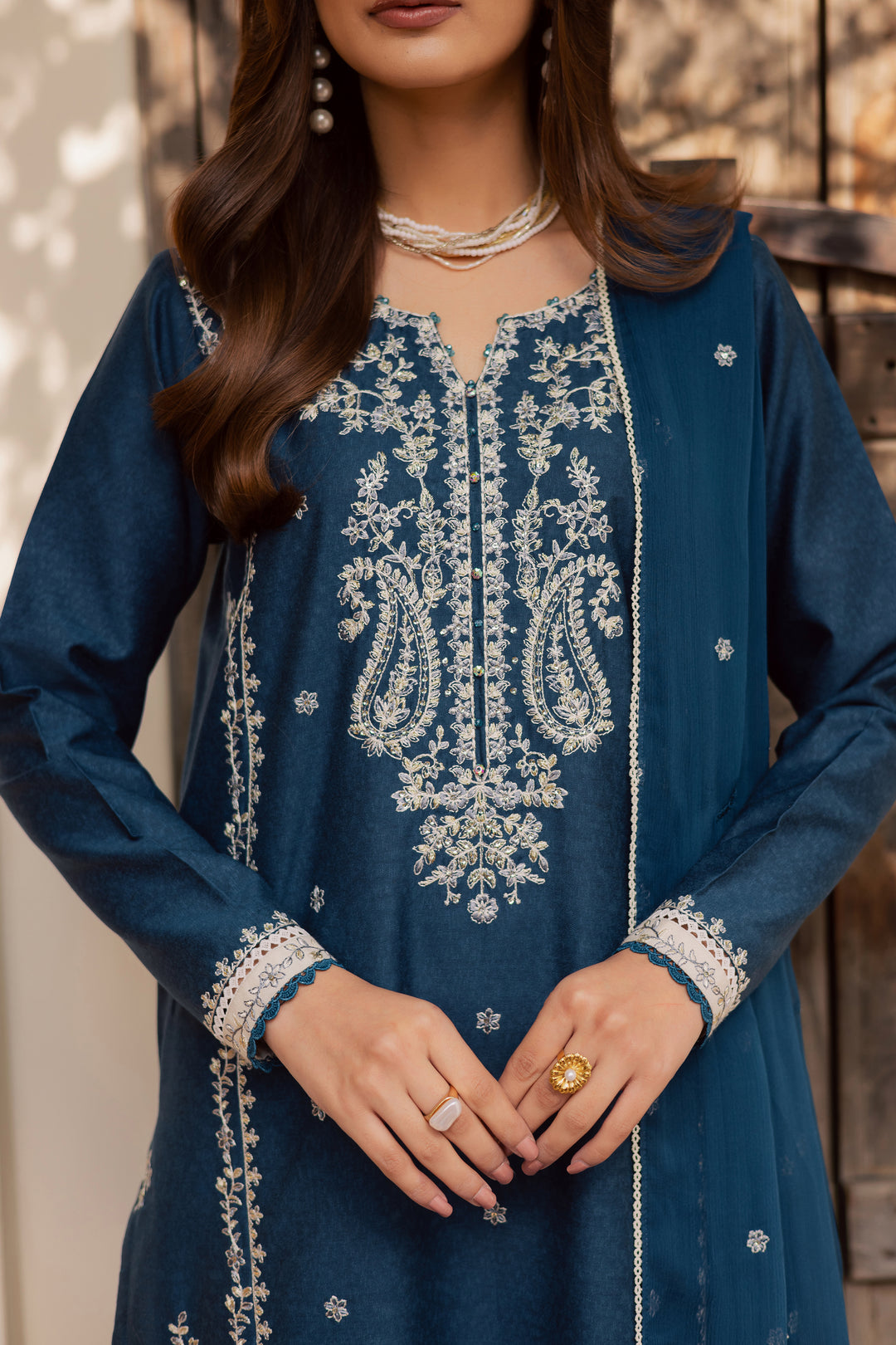  Raham 3Pc - Embroidered Festive Pret BATIK WINTER PRET 2025  BATIK   XS / Ocean Blue / Textured Cotton-S / Ocean Blue / Textured Cotton-M / Ocean Blue / Textured Cotton-L / Ocean Blue / Textured Cotton-XL / Ocean Blue / Textured Cotton