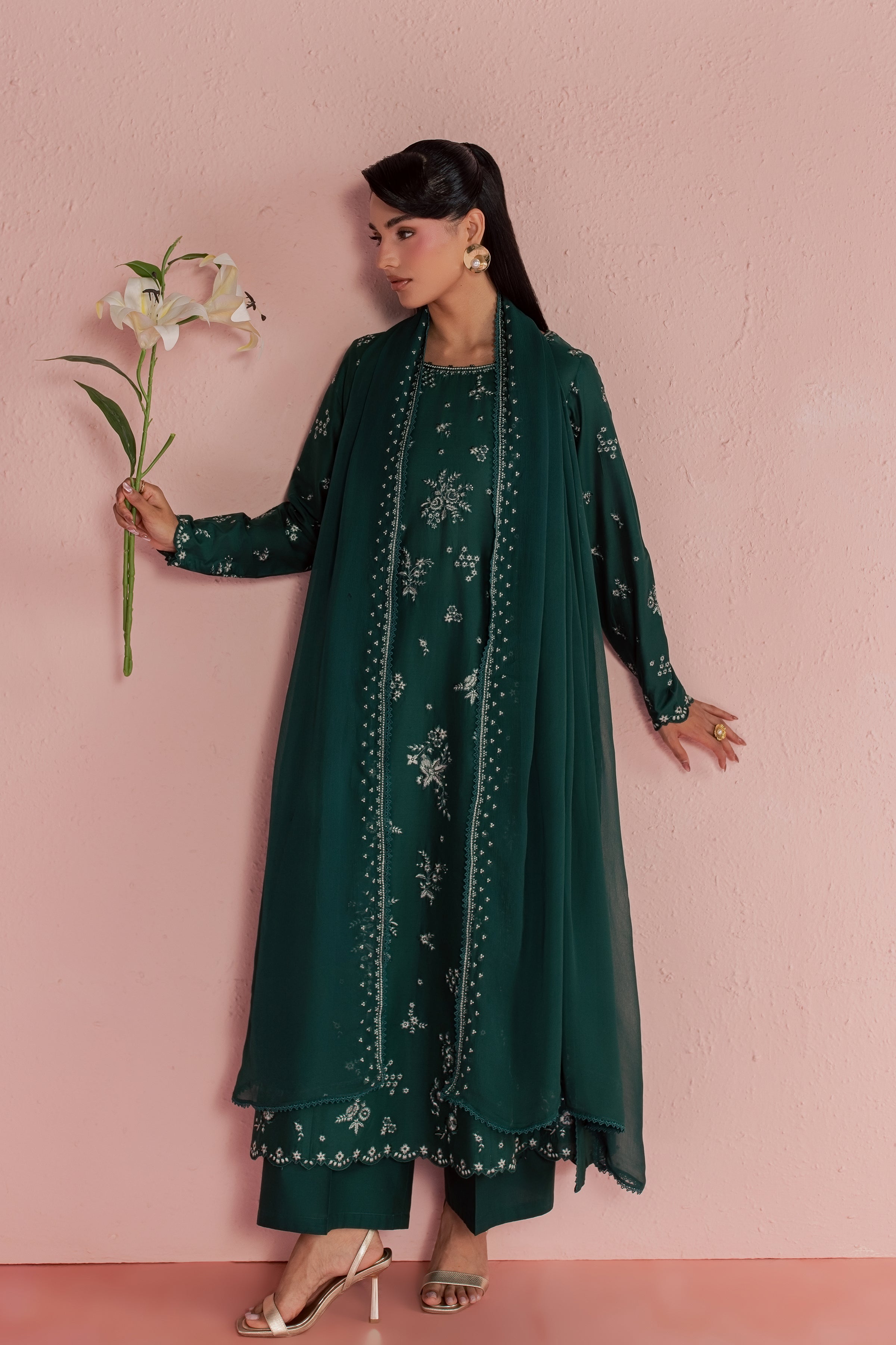  Raila 3Pc - Embroidered Lawn Dress BATIKSS26  BATIK   XS / Perzik Green / Pima Lawn-S / Perzik Green / Pima Lawn-M / Perzik Green / Pima Lawn-L / Perzik Green / Pima Lawn-XL / Perzik Green / Pima Lawn