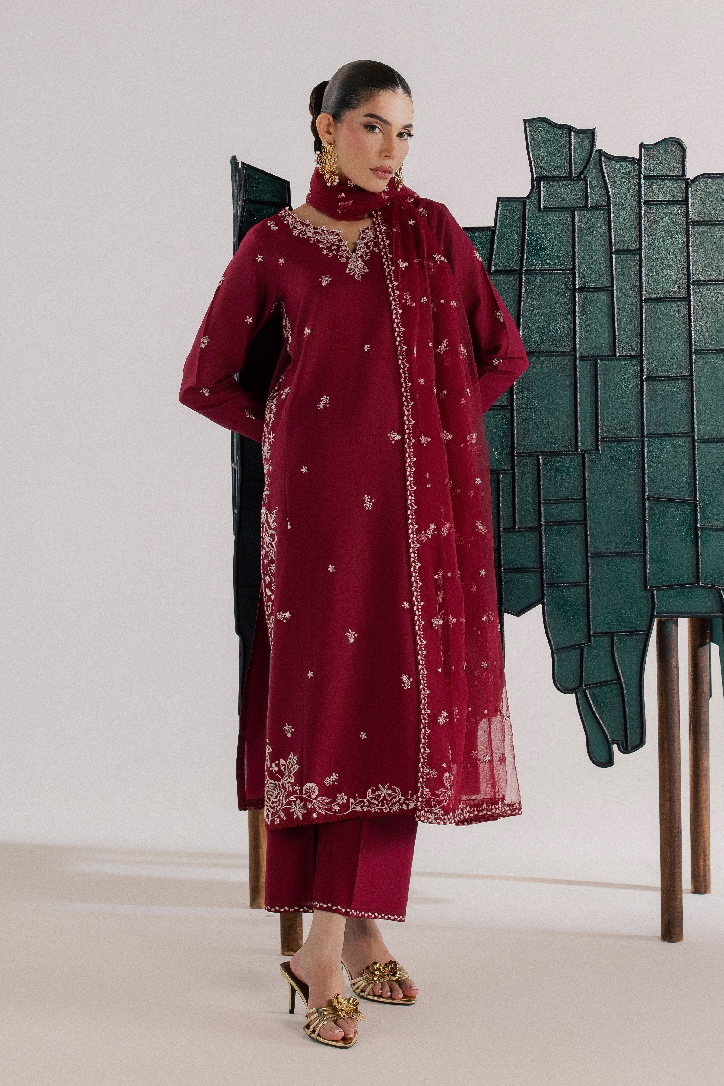  Raks 3Pc - Luxury Embroidered Lawn BATIKSS26  BATIK   XS / Beet Red / Pima Lawn-S / Beet Red / Pima Lawn-M / Beet Red / Pima Lawn-L / Beet Red / Pima Lawn-XL / Beet Red / Pima Lawn