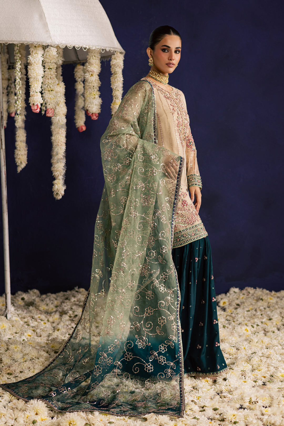  Rangeen 3Pc - Wedding Formal Dress BATIKSTUDIO2025  BATIK   S / Peal White / Net & Organza-M / Peal White / Net & Organza-L / Peal White / Net & Organza