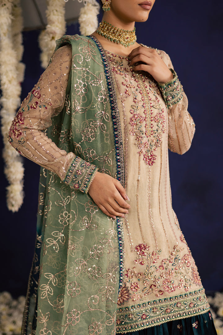  Rangeen 3Pc - Wedding Formal Dress BATIKSTUDIO2025  BATIK   S / Peal White / Net & Organza-M / Peal White / Net & Organza-L / Peal White / Net & Organza