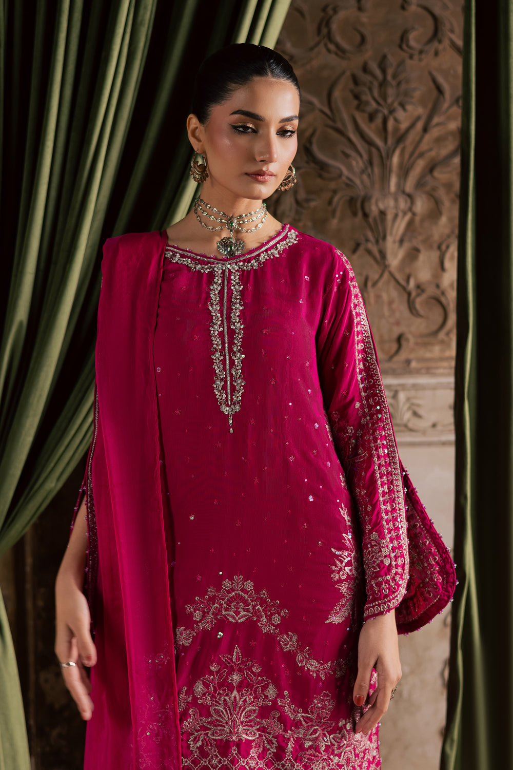  Ranya 3Pc - Festive Luxe Pret BATIKLuxePRET  BATIK   XS / Fuchsia Pink / Raw Silk-S / Fuchsia Pink / Raw Silk-M / Fuchsia Pink / Raw Silk-L / Fuchsia Pink / Raw Silk-XL / Fuchsia Pink / Raw Silk