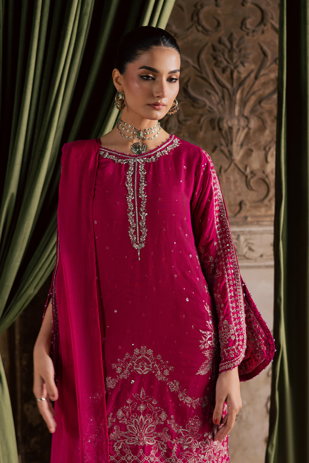  Ranya 3Pc - Festive Luxe Pret BATIKLuxePRET  BATIK   XS / Fuchsia Pink / Raw Silk-S / Fuchsia Pink / Raw Silk-M / Fuchsia Pink / Raw Silk-L / Fuchsia Pink / Raw Silk-XL / Fuchsia Pink / Raw Silk