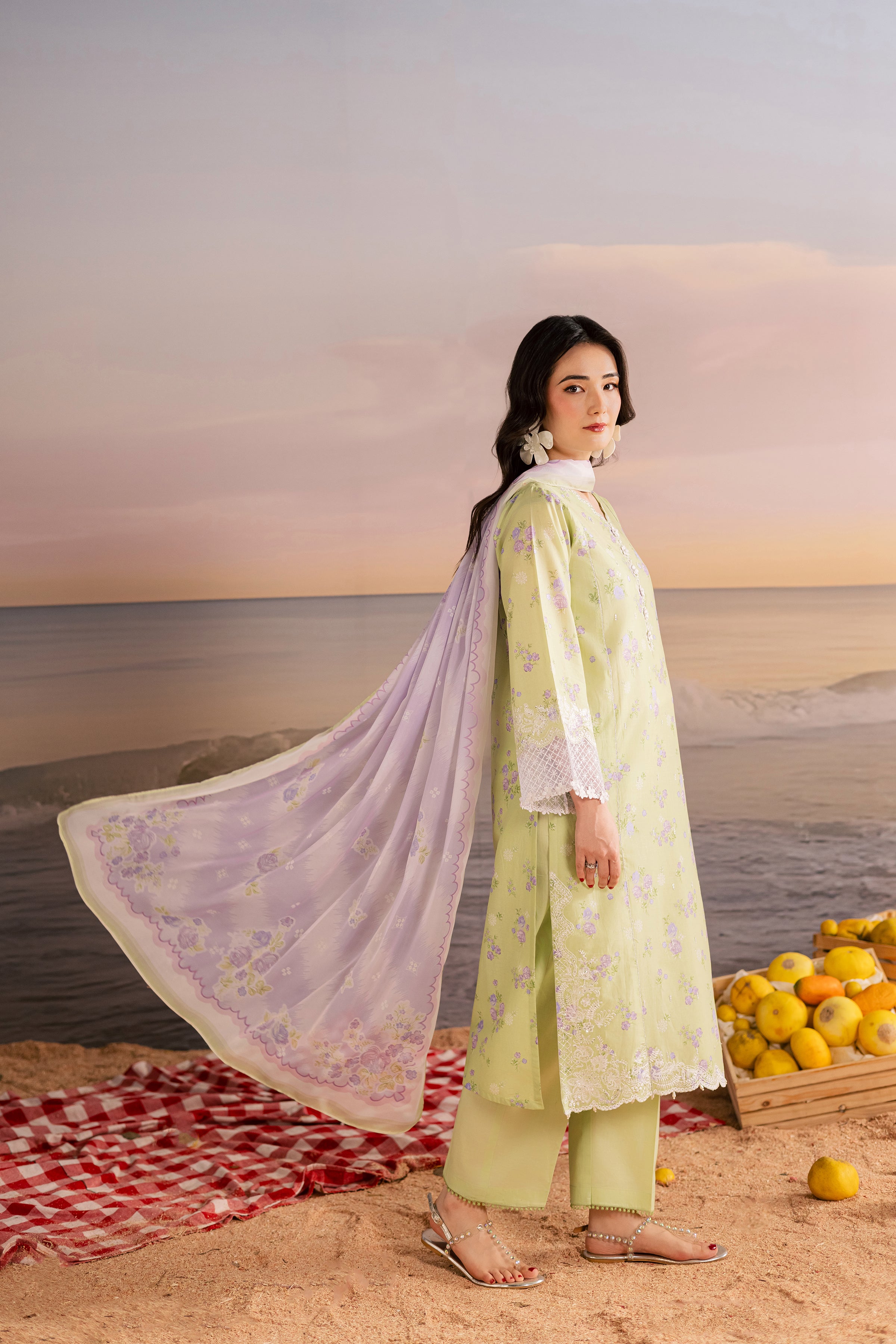  Rasp 3Pc - Printed Lawn Dress BATIKSS26  BATIK   XS / Green / Lawn-S / Green / Lawn-M / Green / Lawn-L / Green / Lawn-XL / Green / Lawn