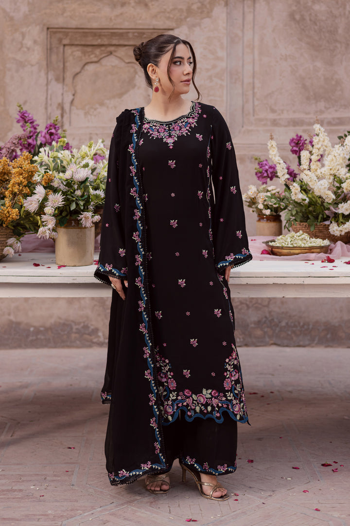  Rea 3Pc - Festive Luxe Pret BATIKSTUDIO2025  BATIK   S / Black / Georgette-M / Black / Georgette-L / Black / Georgette