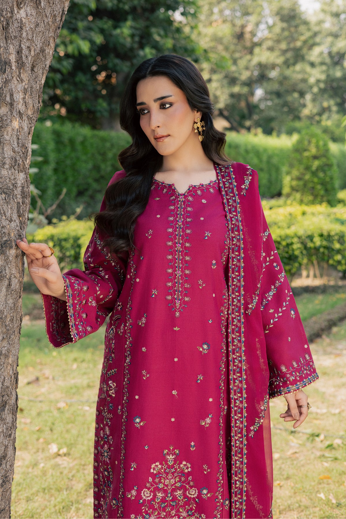 Red Alanna 3Pc - Embroidered Khaddar Pret PRETKHADDAR2026  BATIK   XS / Pink Flora / Khaddar