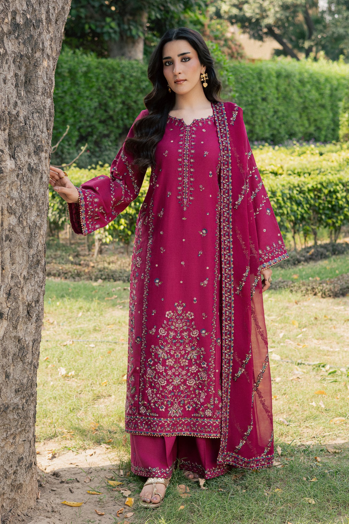 Red Alanna 3Pc - Embroidered Khaddar Pret PRETKHADDAR2026  BATIK   XS / Pink Flora / Khaddar