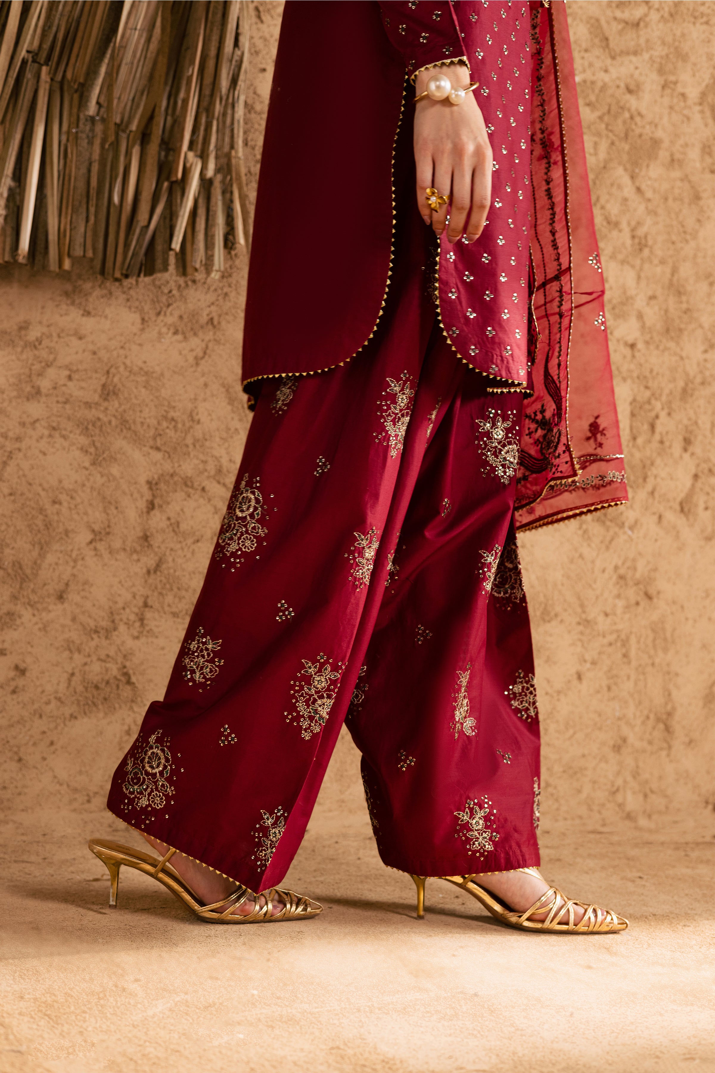  Red Monaco 3Pc - Festive Eid Pret BATIKEID2026  BATIK   XS / Burgundy / Giza-S / Burgundy / Giza-M / Burgundy / Giza-L / Burgundy / Giza-XL / Burgundy / Giza