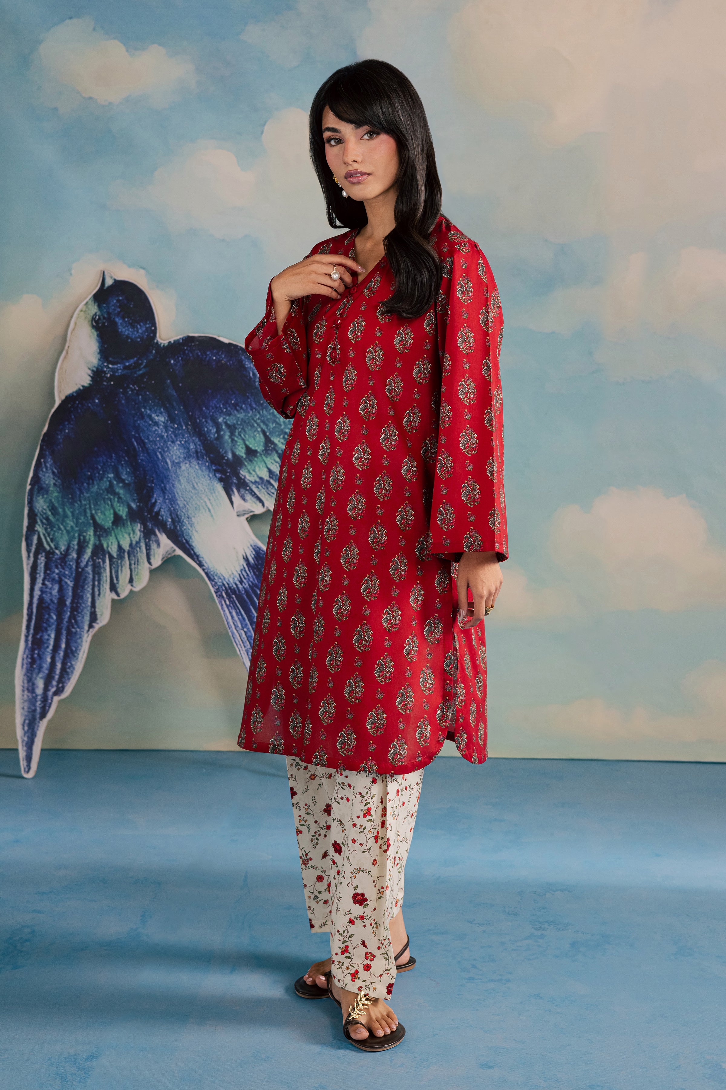  Red Naina 2Pc - Printed Lawn Dress BATIKSS26  BATIK   XS / Red / Lawn-S / Red / Lawn-M / Red / Lawn-L / Red / Lawn-XL / Red / Lawn