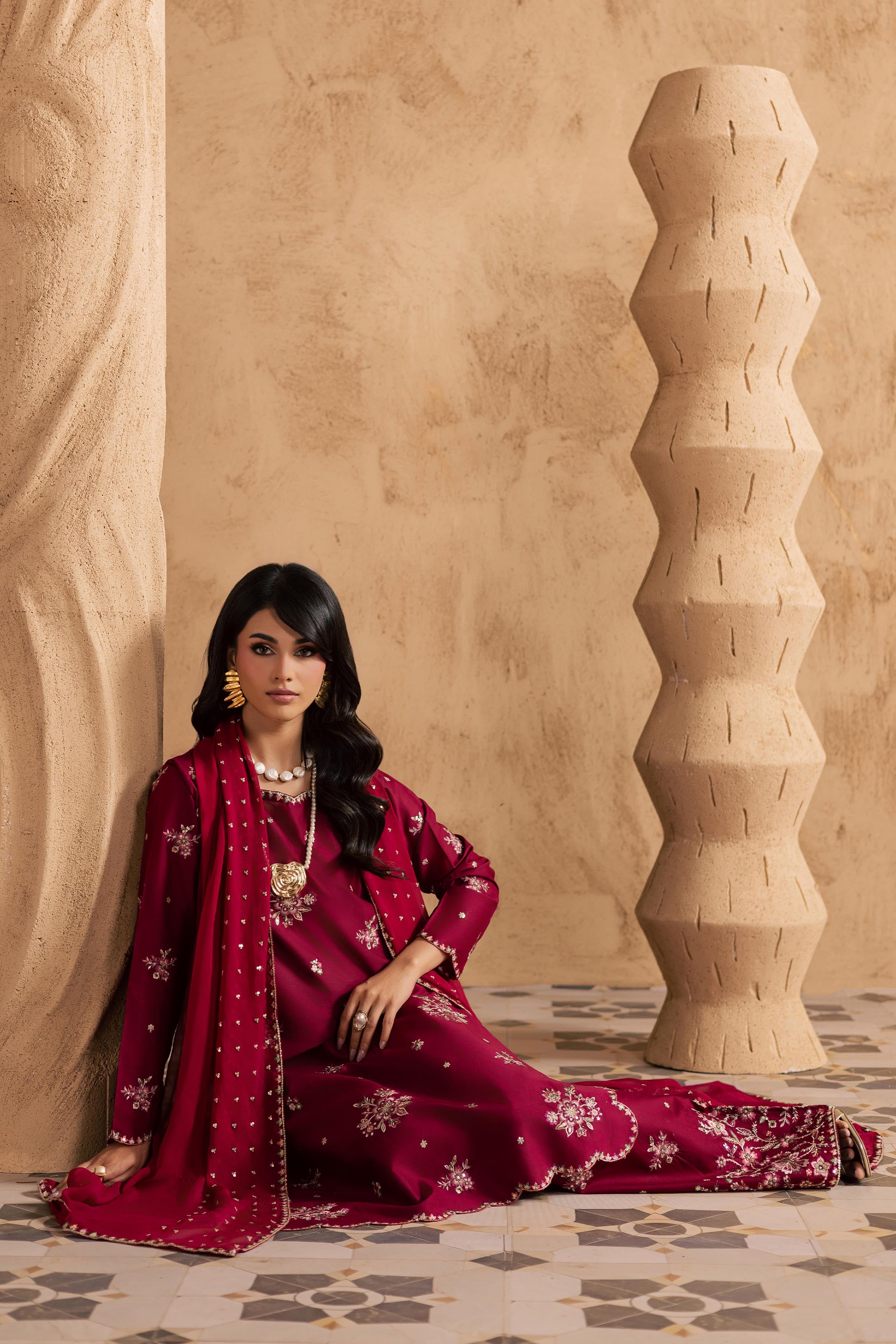  Red Queen 3Pc - Embroidered Festive Pret BATIKSS26  BATIK   XS / Beet Red / Pima Lawn-S / Beet Red / Pima Lawn-M / Beet Red / Pima Lawn-L / Beet Red / Pima Lawn-XL / Beet Red / Pima Lawn
