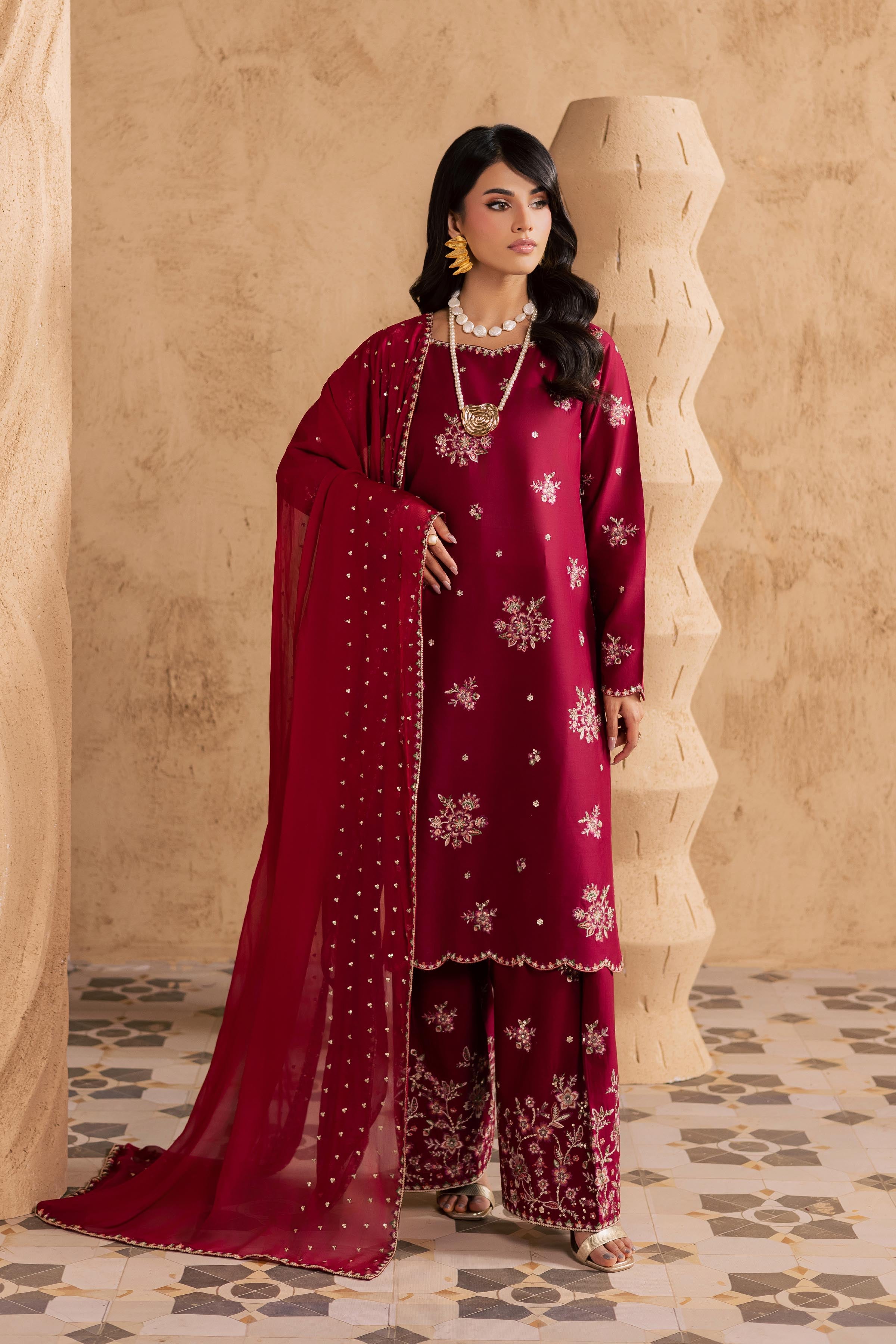  Red Queen 3Pc - Embroidered Festive Pret BATIKSS26  BATIK   XS / Beet Red / Pima Lawn-S / Beet Red / Pima Lawn-M / Beet Red / Pima Lawn-L / Beet Red / Pima Lawn-XL / Beet Red / Pima Lawn