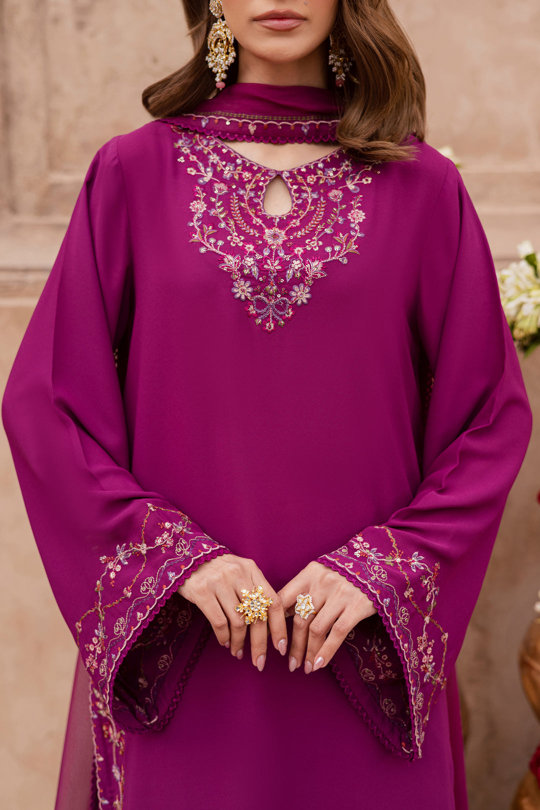  Rehab 3Pc - Festive Luxe Pret BATIKSTUDIO2025  BATIK   S / Magenta / Georgette-M / Magenta / Georgette-L / Magenta / Georgette