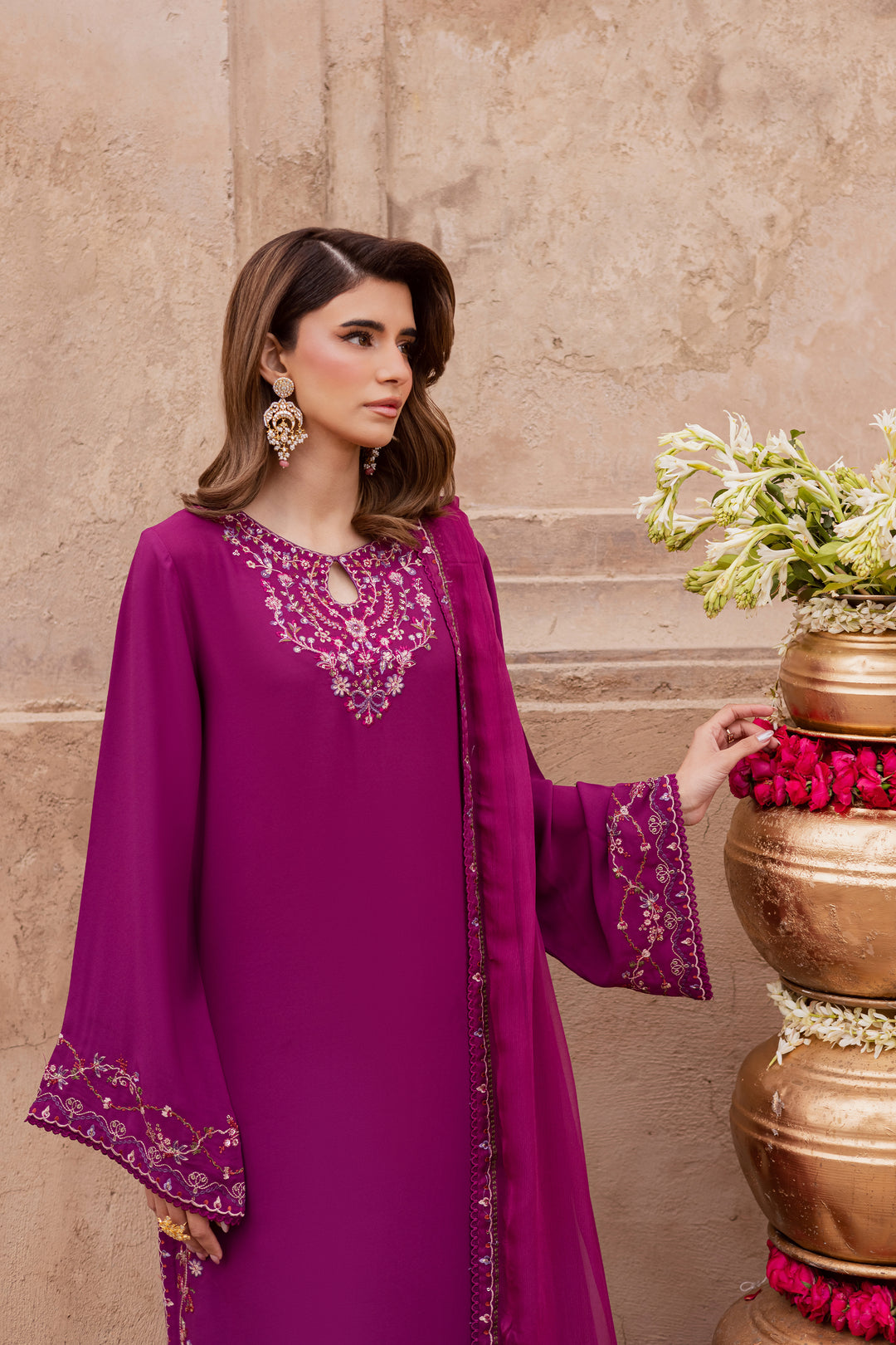  Rehab 3Pc - Festive Luxe Pret BATIKSTUDIO2025  BATIK   S / Magenta / Georgette-M / Magenta / Georgette-L / Magenta / Georgette