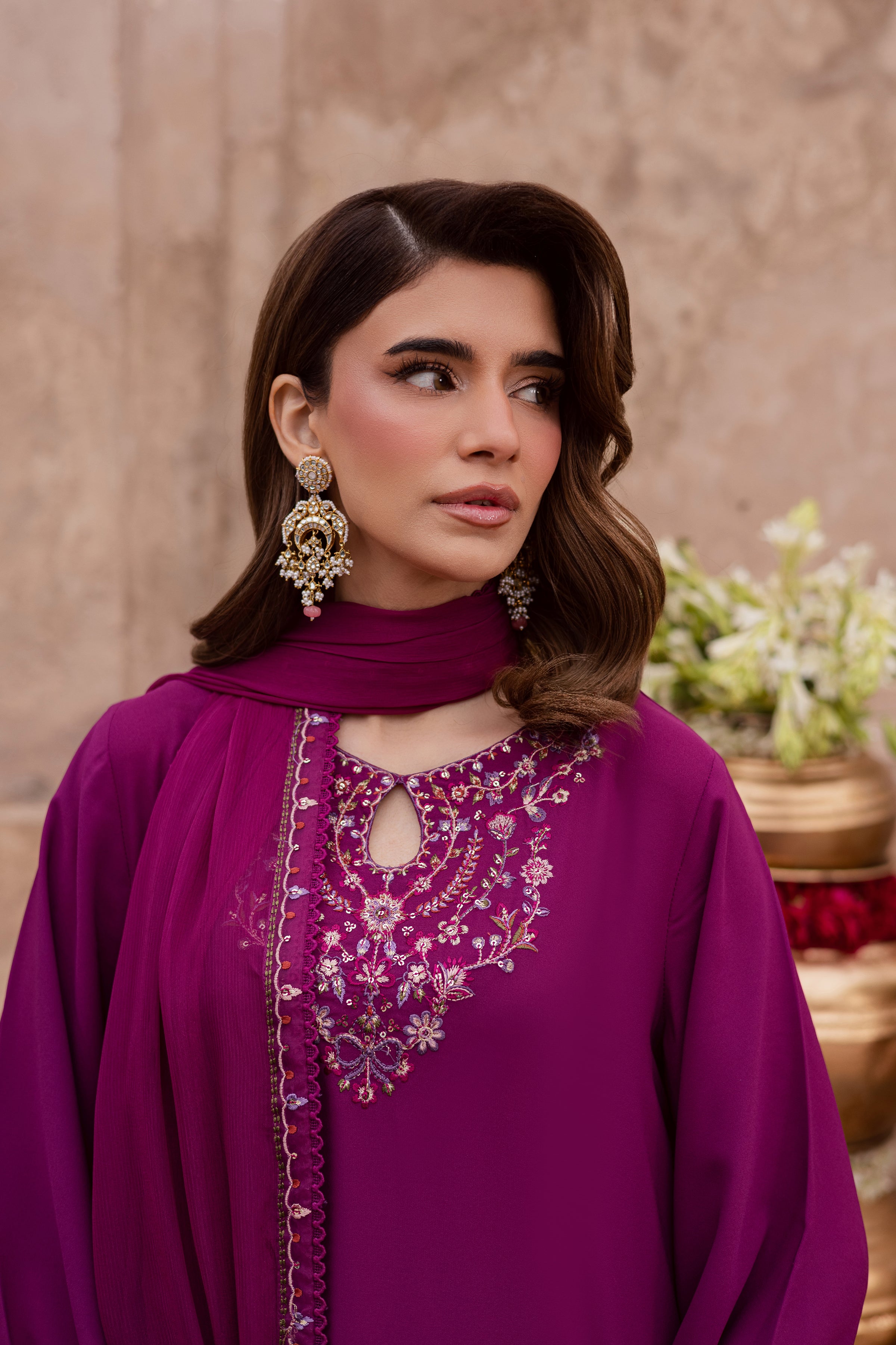  Rehab 3Pc - Festive Luxe Pret BATIKSTUDIO2025  BATIK   S / Magenta / Georgette-M / Magenta / Georgette-L / Magenta / Georgette