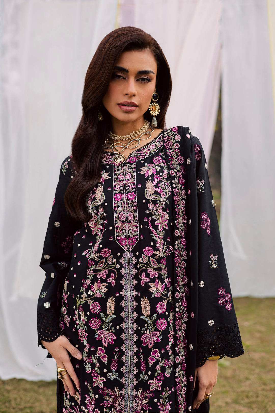 Rene 3Pc - Festive Embroidered Lawn BATIKEID2026  BATIK   XS / Black / Pima Lawn-S / Black / Pima Lawn-M / Black / Pima Lawn-L / Black / Pima Lawn-XL / Black / Pima Lawn