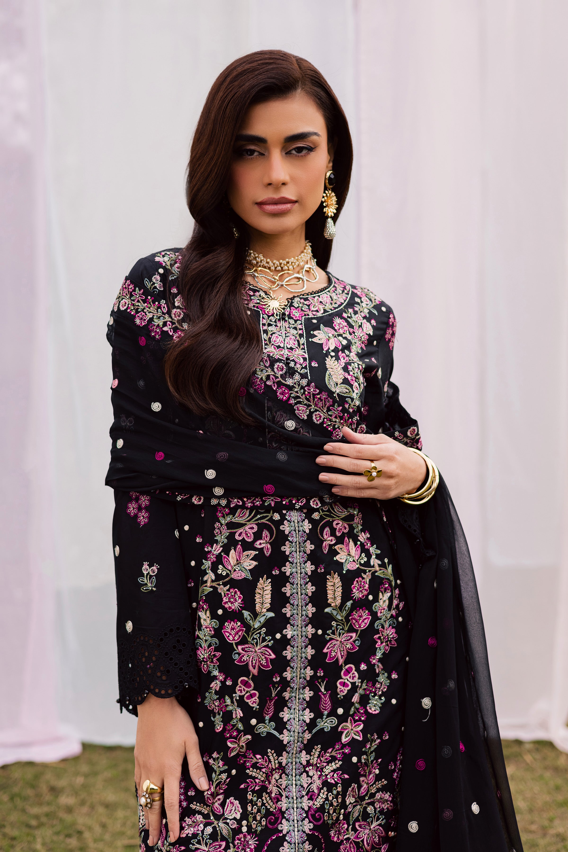  Rene 3Pc - Festive Embroidered Lawn BATIKEID2026  BATIK   XS / Black / Pima Lawn-S / Black / Pima Lawn-M / Black / Pima Lawn-L / Black / Pima Lawn-XL / Black / Pima Lawn