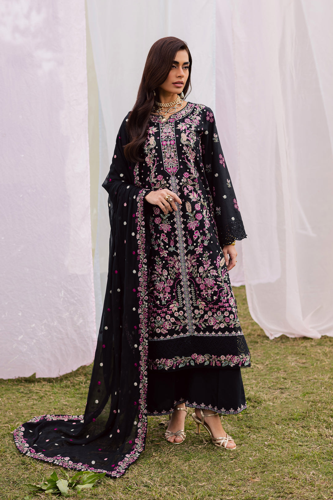  Rene 3Pc - Festive Embroidered Lawn BATIKEID2026  BATIK   XS / Black / Pima Lawn-S / Black / Pima Lawn-M / Black / Pima Lawn-L / Black / Pima Lawn-XL / Black / Pima Lawn