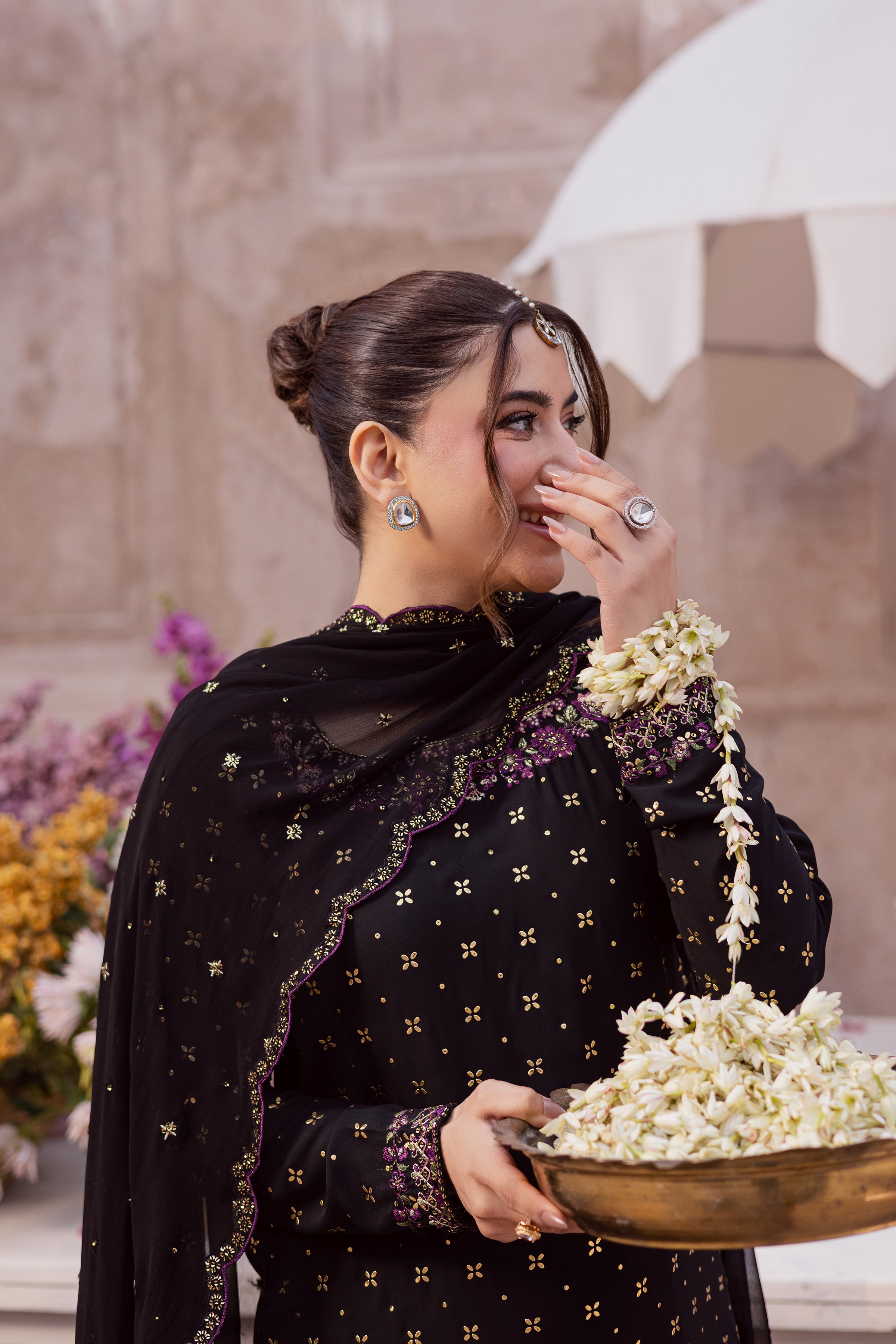  Rivka 3Pc - Festive Luxe Pret BATIKSTUDIO2025  BATIK   S / Black / Foiled Georgette-M / Black / Foiled Georgette-L / Black / Foiled Georgette