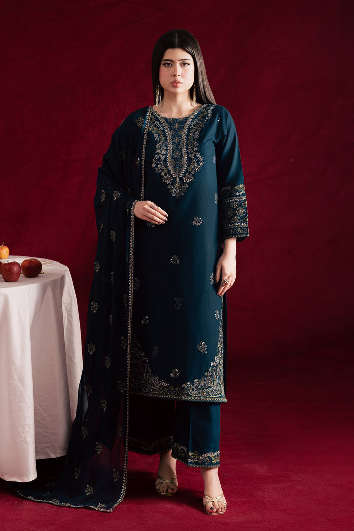  Rohina 3Pc - Embroidered Khaddar Dress BATIK WINTER PRET 2025  BATIK   XS / Ocean Blue / Khaddar-S / Ocean Blue / Khaddar-M / Ocean Blue / Khaddar-L / Ocean Blue / Khaddar-XL / Ocean Blue / Khaddar
