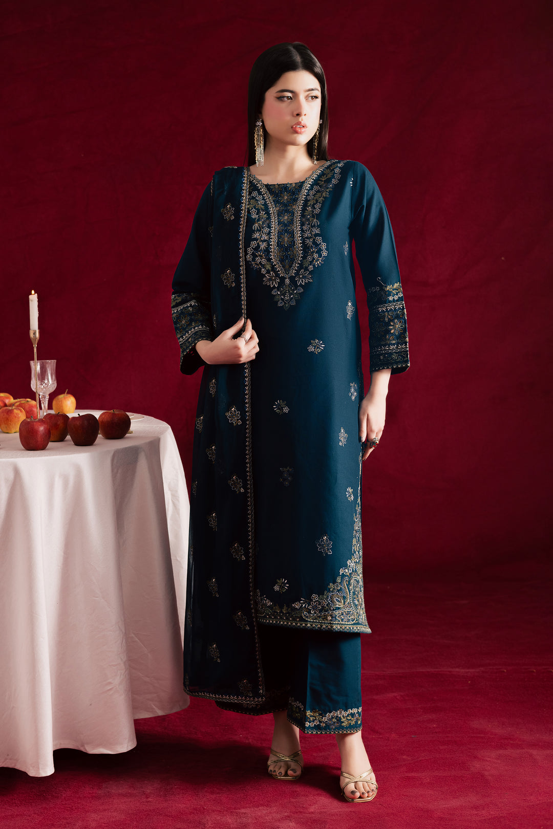  Rohina 3Pc - Embroidered Khaddar Dress BATIK WINTER PRET 2025  BATIK   XS / Ocean Blue / Khaddar-S / Ocean Blue / Khaddar-M / Ocean Blue / Khaddar-L / Ocean Blue / Khaddar-XL / Ocean Blue / Khaddar