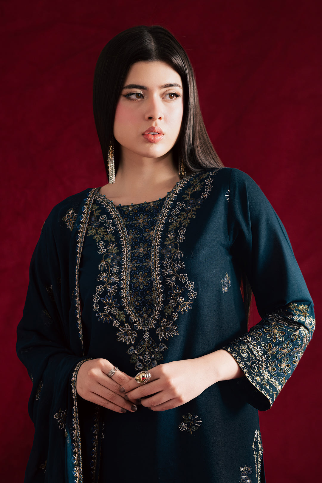  Rohina 3Pc - Embroidered Khaddar Dress BATIK WINTER PRET 2025  BATIK   XS / Ocean Blue / Khaddar-S / Ocean Blue / Khaddar-M / Ocean Blue / Khaddar-L / Ocean Blue / Khaddar-XL / Ocean Blue / Khaddar