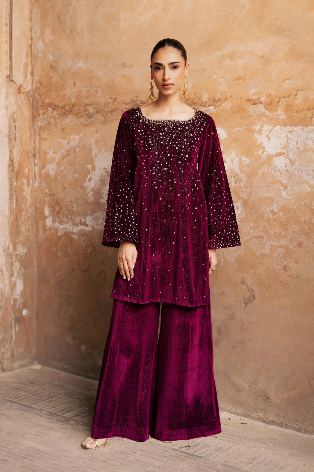  Rosa 2Pc - Velvet Formal Dress BATIKstudio  BATIK   S / Maroon / Velvet-M / Maroon / Velvet-L / Maroon / Velvet