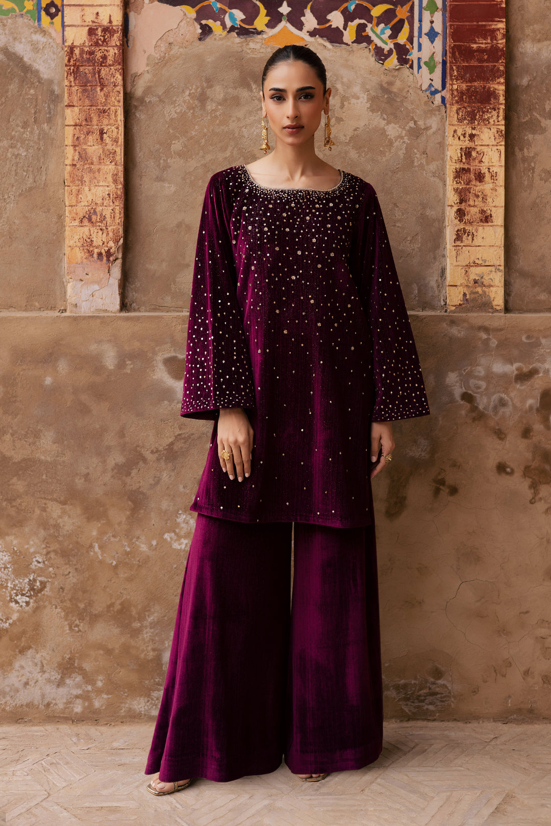  Rosa 2Pc - Velvet Formal Dress BATIKstudio  BATIK   S / Maroon / Velvet-M / Maroon / Velvet-L / Maroon / Velvet
